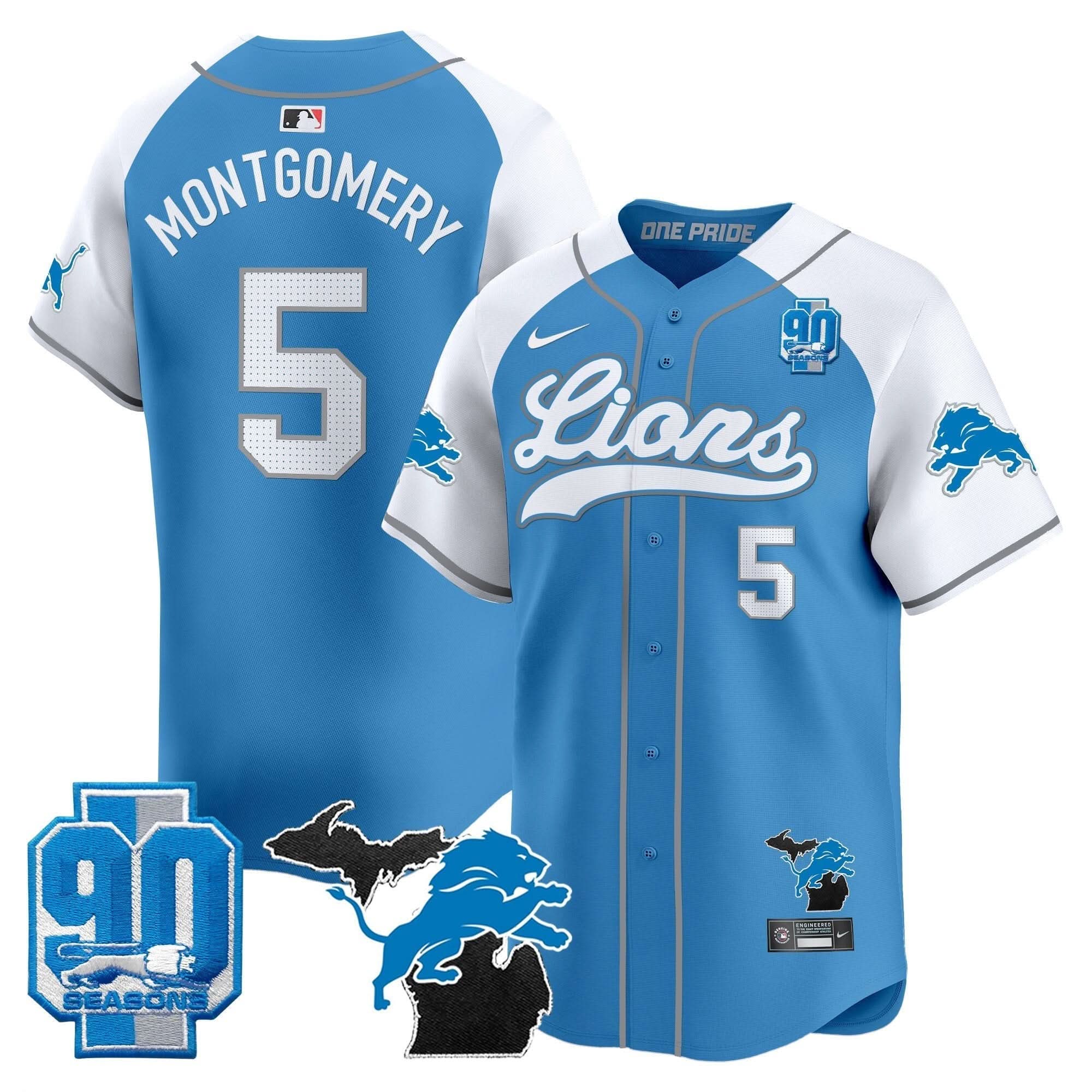DET 2024 Michigan & 90th Season Patch Baseball Jersey - All Stitched