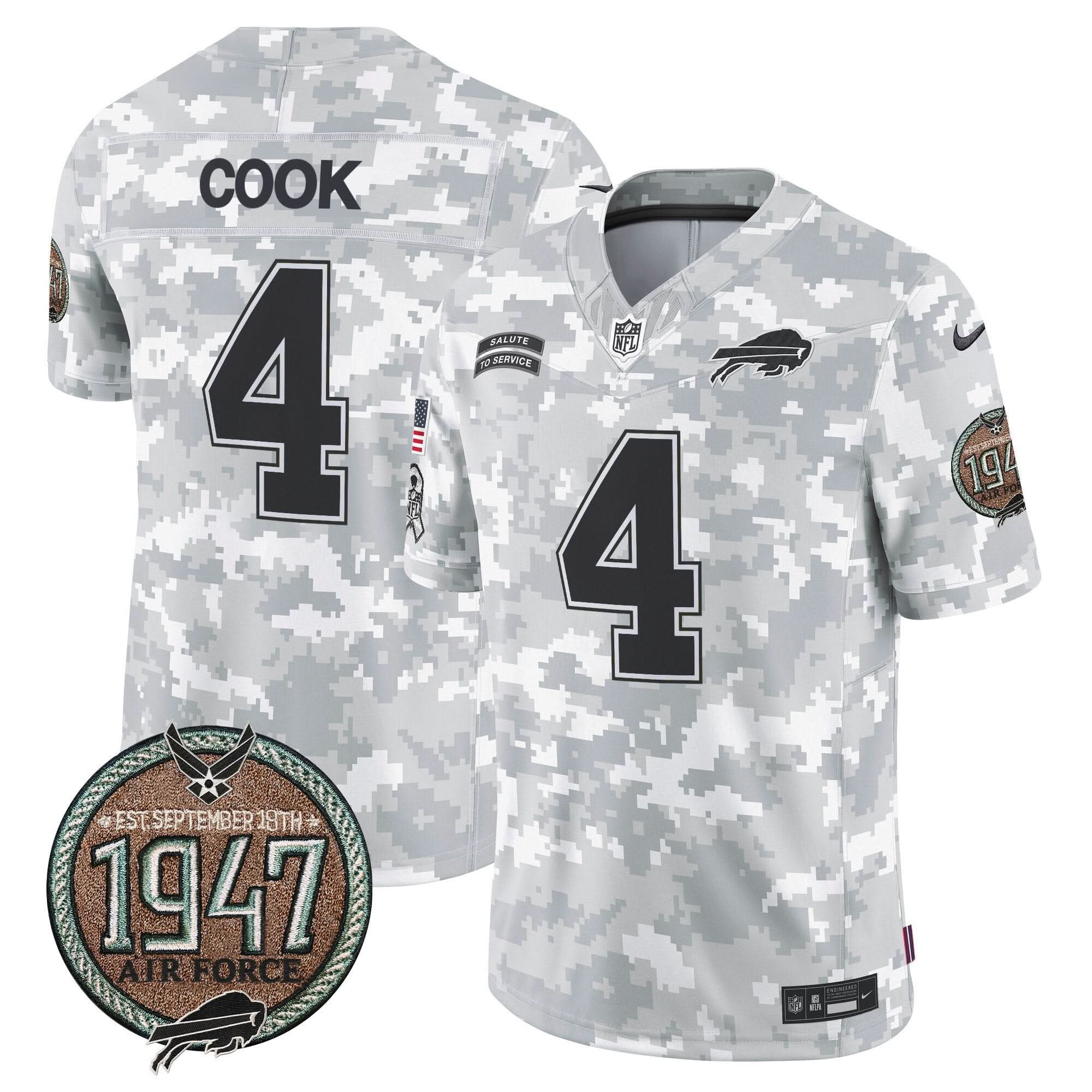 BUF 2024 Salute to Service Establishment Year Patch Vapor Limited Jersey