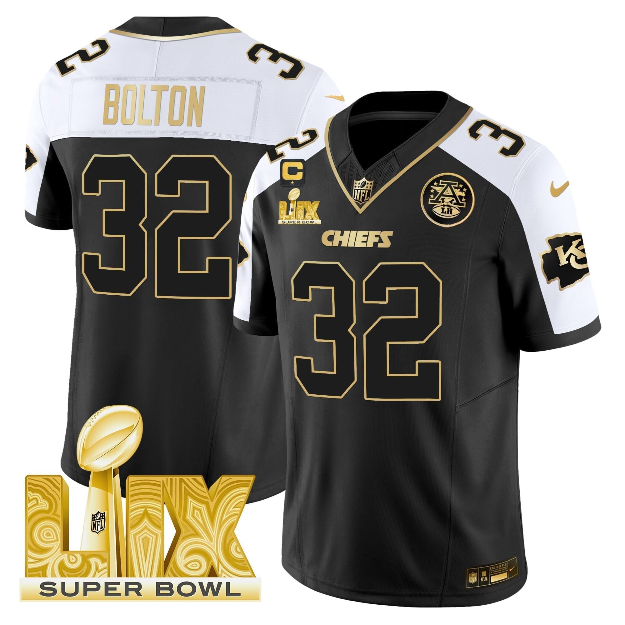 KC Super Bowl LIX Patch Gold Vapor Limited Jersey
