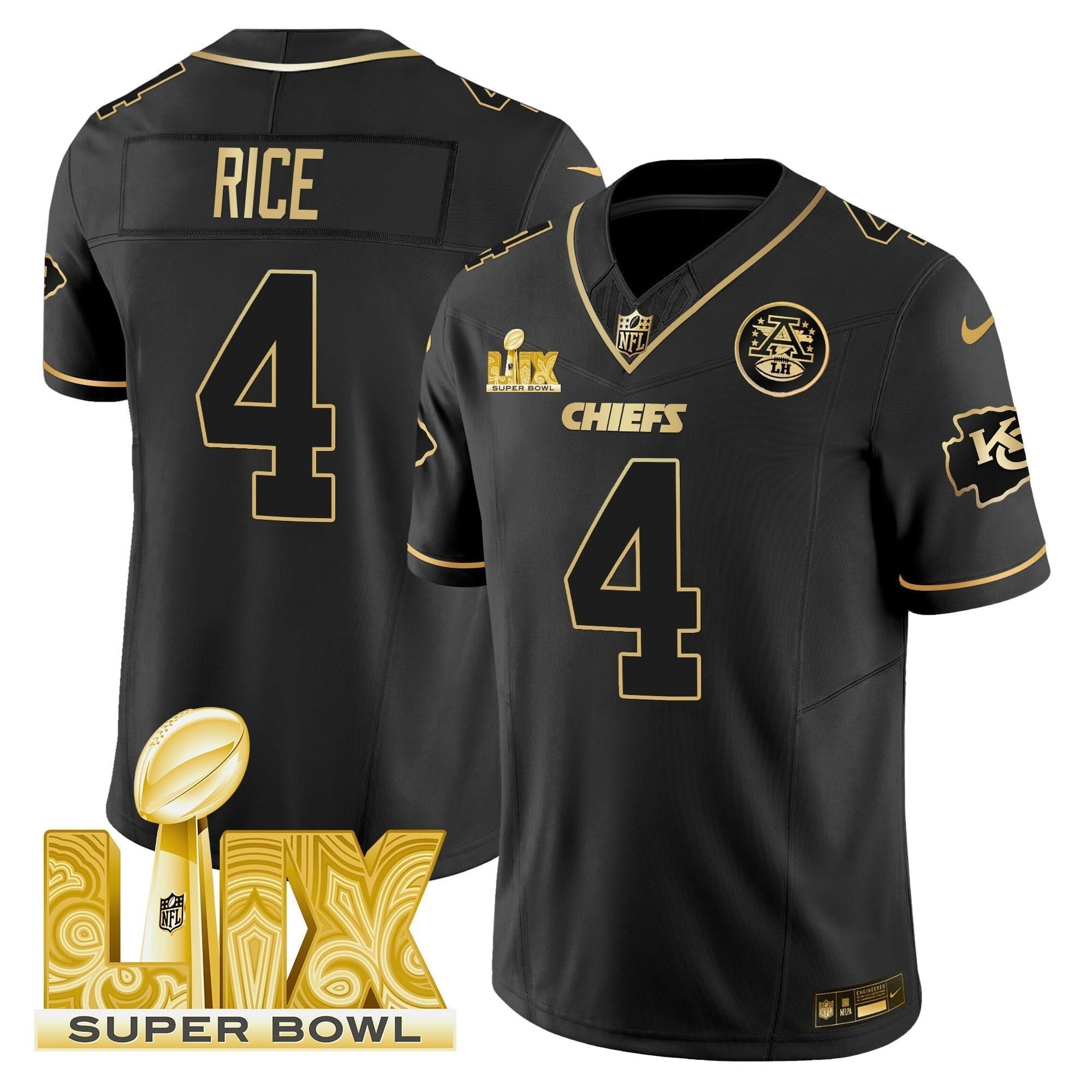 KC Super Bowl LIX Patch Gold Vapor Limited Jersey