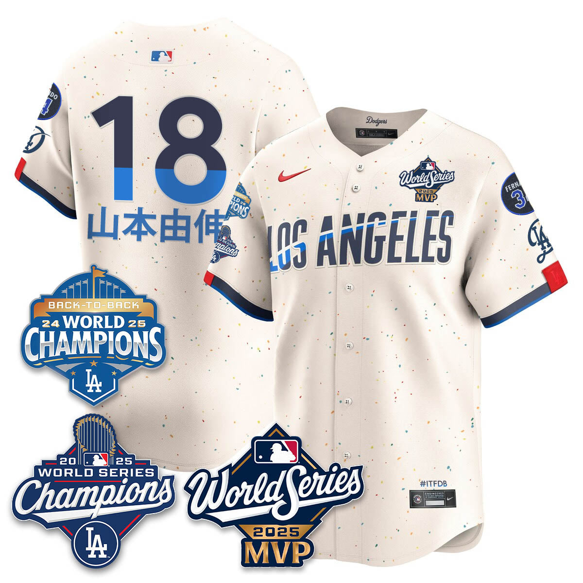 Yoshinobu Yamamoto LAD 2025 World Series MVP Men Jersey - All Stitched