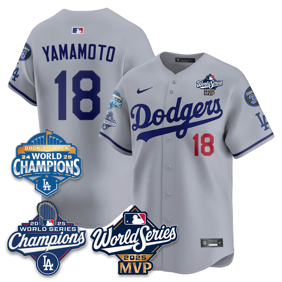 Yoshinobu Yamamoto LAD 2025 World Series MVP Men Jersey - All Stitched