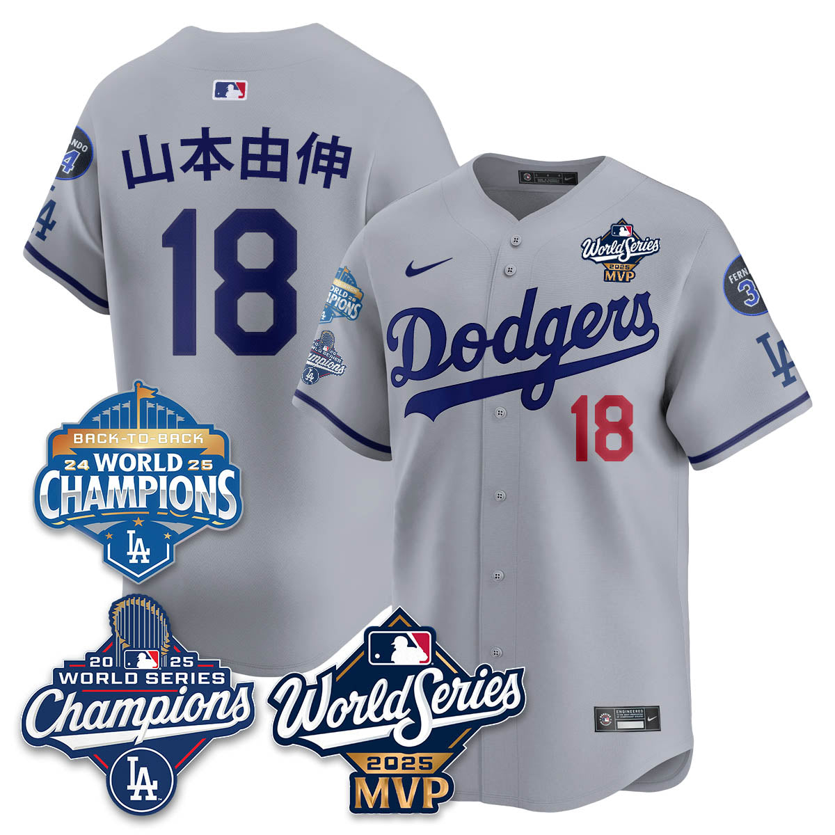 Yoshinobu Yamamoto LAD 2025 World Series MVP Men Jersey - All Stitched