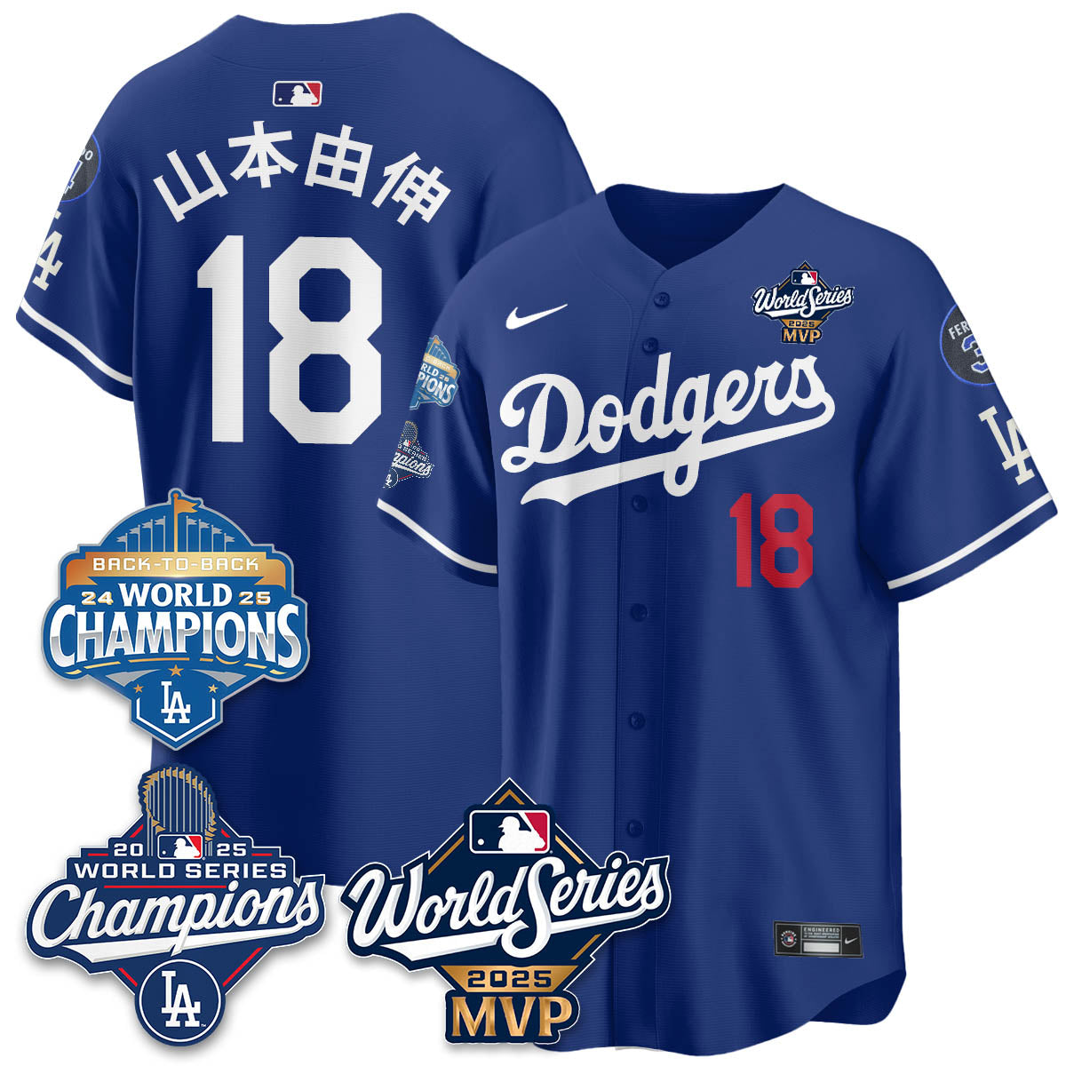 Yoshinobu Yamamoto LAD 2025 World Series MVP Men Jersey - All Stitched