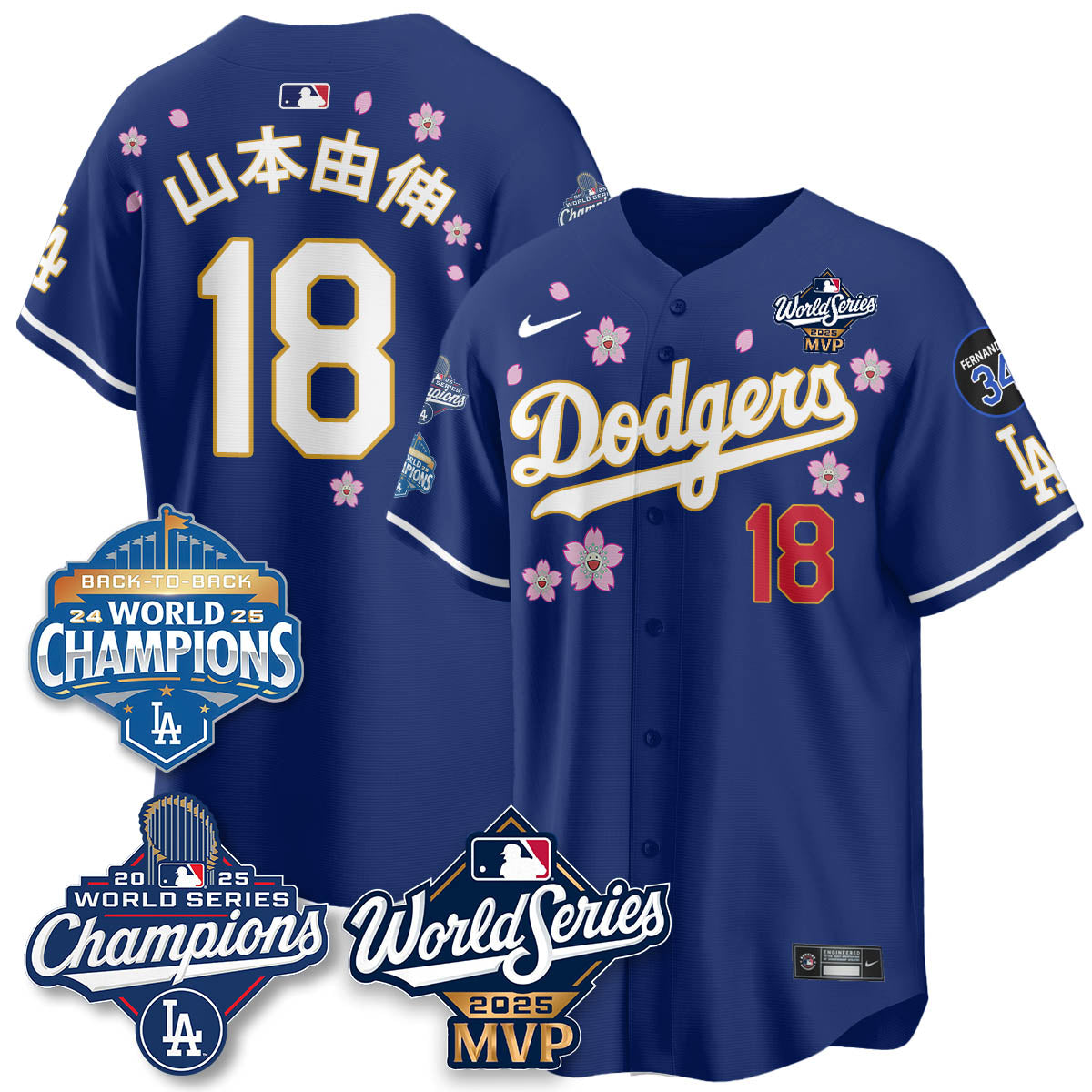 Yoshinobu Yamamoto LAD 2025 World Series MVP Men Jersey - All Stitched