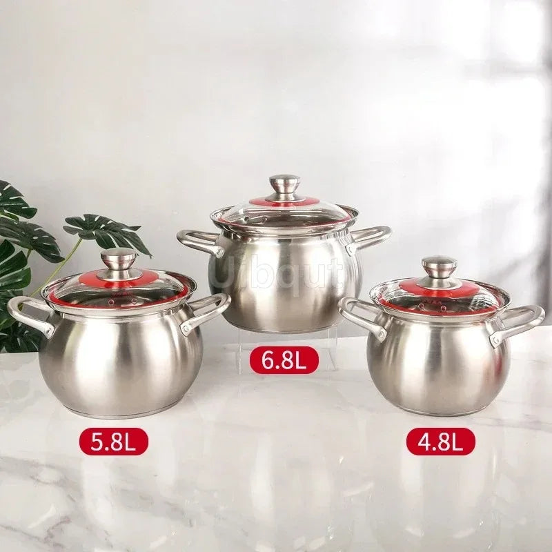 304 stainless steel Thickened soup pot New design General use of gas in induction cooker for porridge and soup big cooking pot
