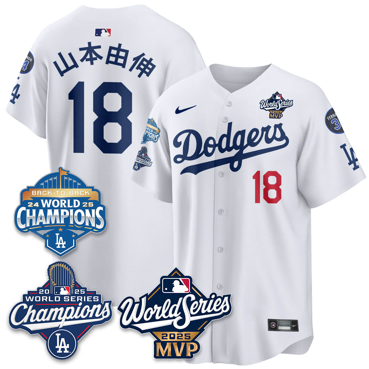 Yoshinobu Yamamoto LAD 2025 World Series MVP Men Jersey - All Stitched