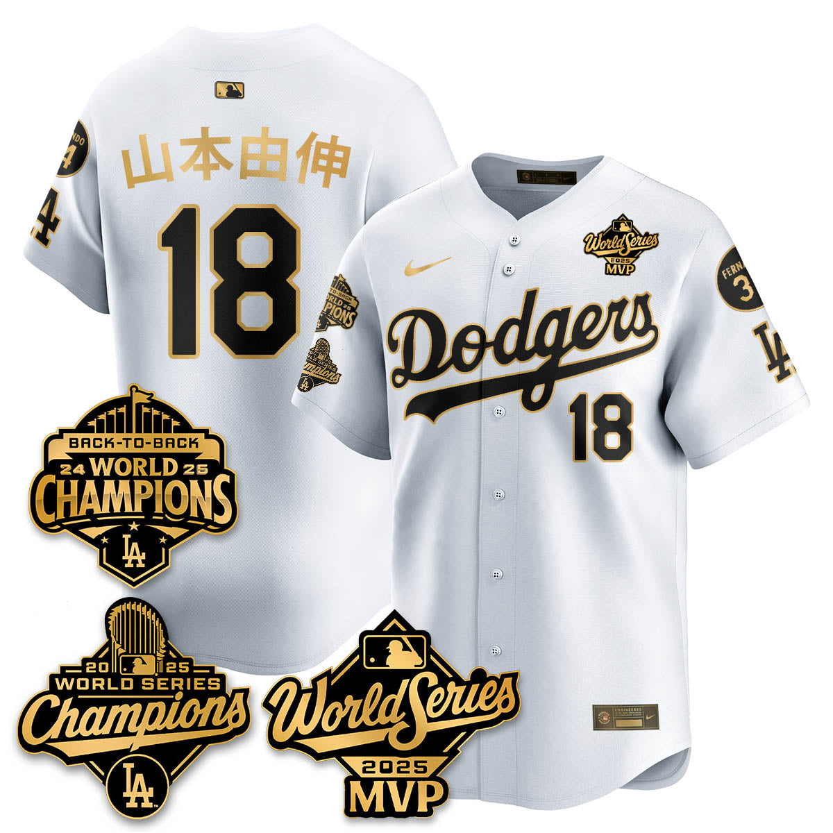 Yoshinobu Yamamoto LAD 2025 World Series MVP Men Jersey - All Stitched