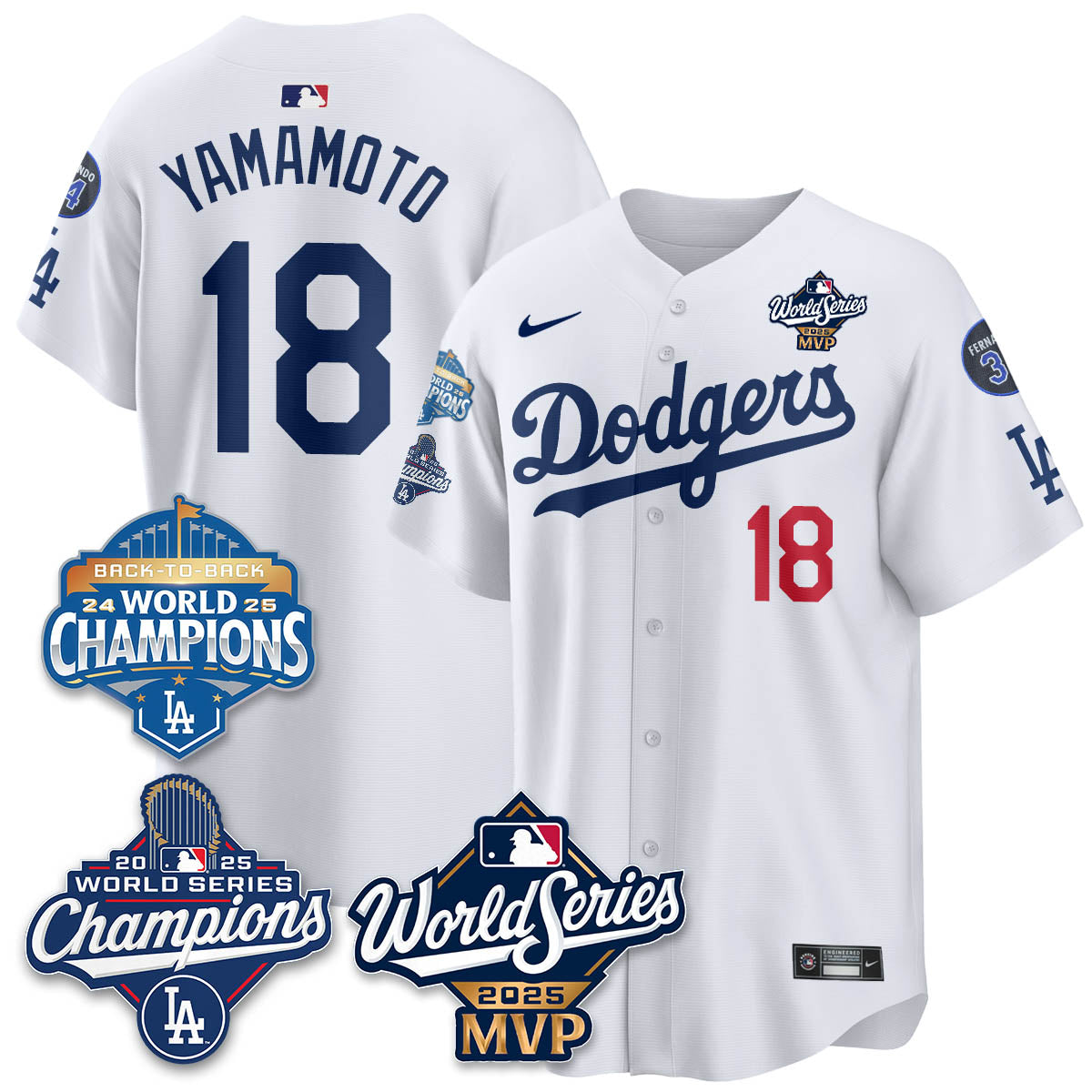 Yoshinobu Yamamoto LAD 2025 World Series MVP Men Jersey - All Stitched