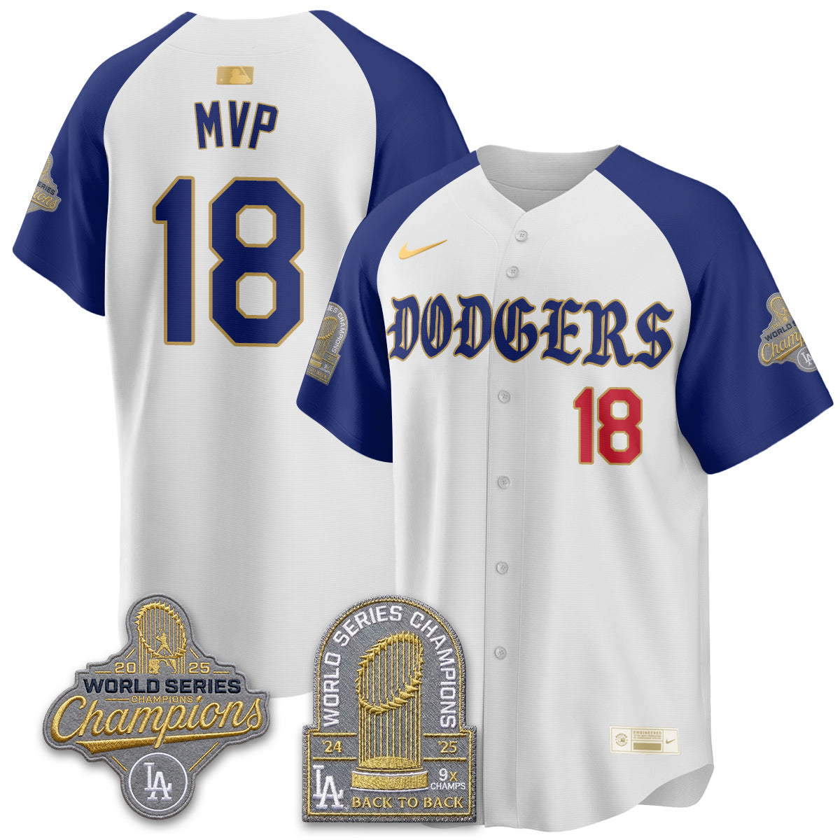 Los Angeles Dodgers Vapor Limited Jersey - Back to Back 9x Champs - All Stitched