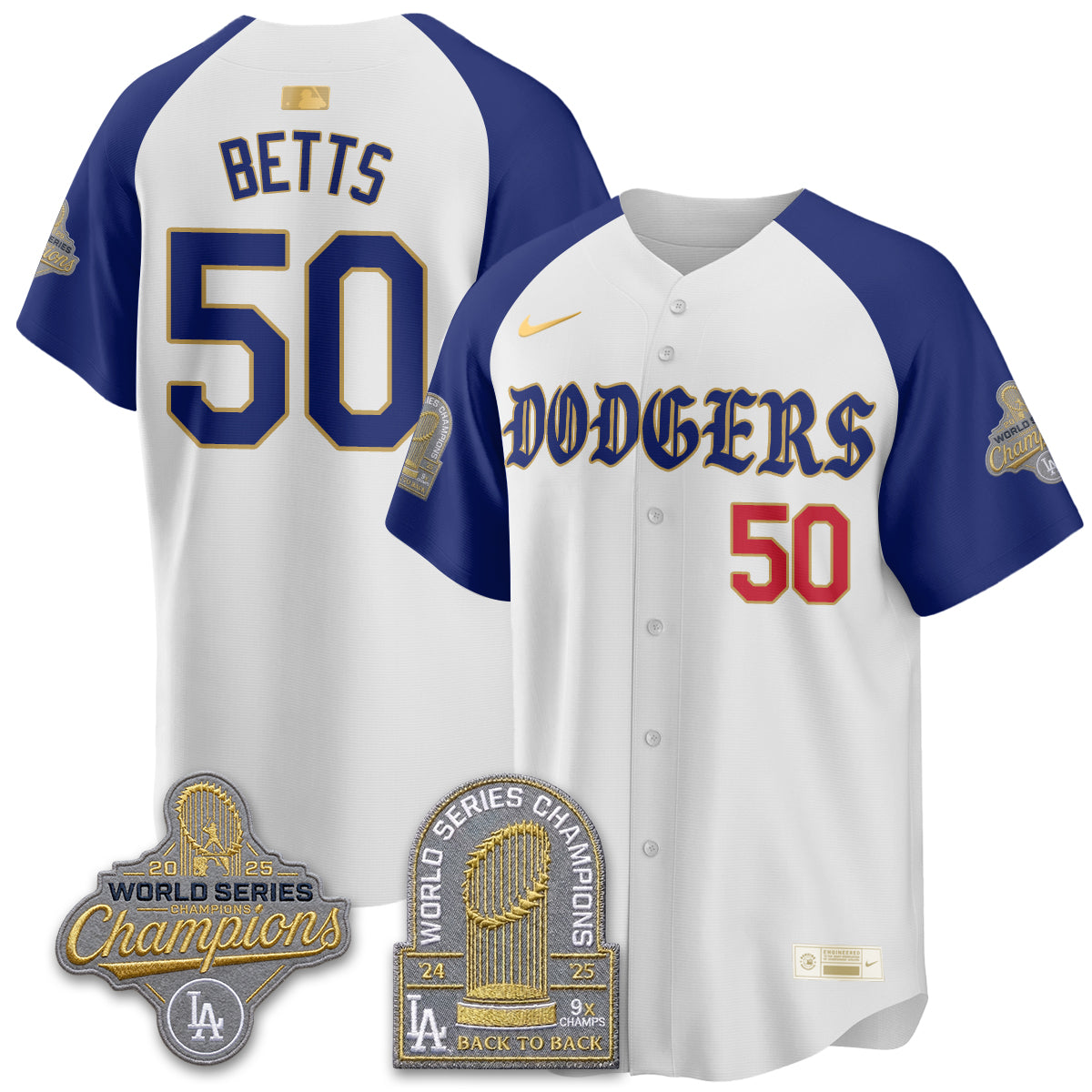 Los Angeles Dodgers Vapor Limited Jersey - Back to Back 9x Champs - All Stitched