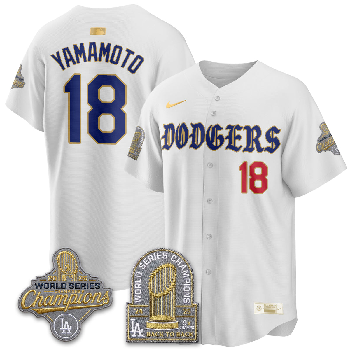 Los Angeles Dodgers Vapor Limited Jersey - Back to Back 9x Champs - All Stitched