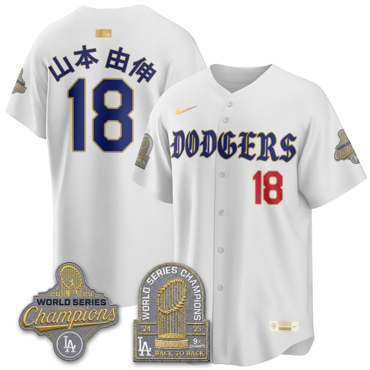 Los Angeles Dodgers Vapor Limited Jersey - Back to Back 9x Champs - All Stitched