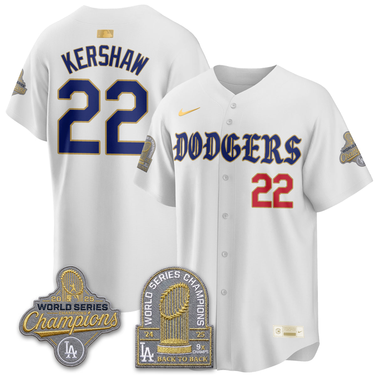 Los Angeles Dodgers Vapor Limited Jersey - Back to Back 9x Champs - All Stitched