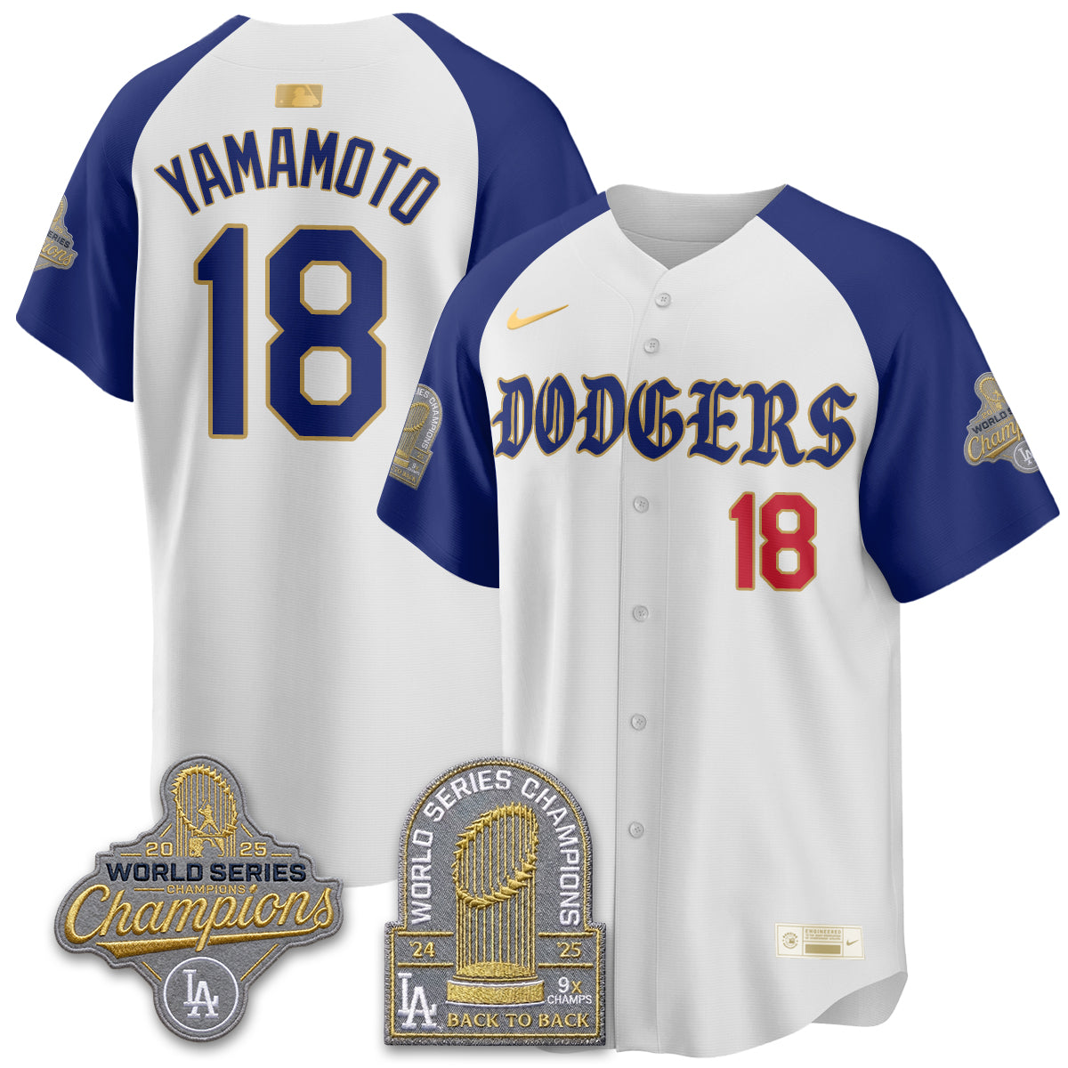 Los Angeles Dodgers Vapor Limited Jersey - Back to Back 9x Champs - All Stitched