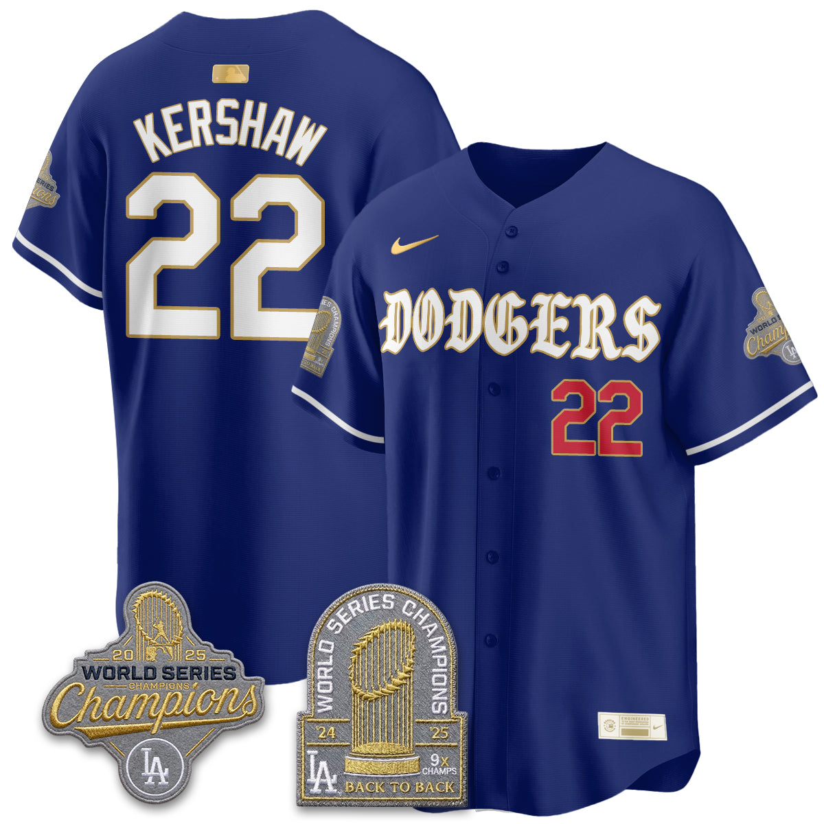 Los Angeles Dodgers Vapor Limited Jersey - Back to Back 9x Champs - All Stitched