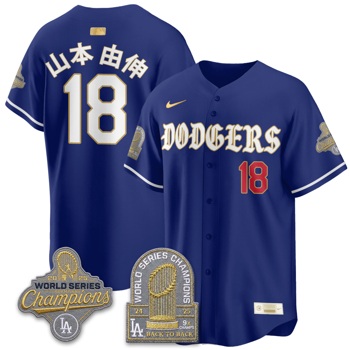 Los Angeles Dodgers Vapor Limited Jersey - Back to Back 9x Champs - All Stitched