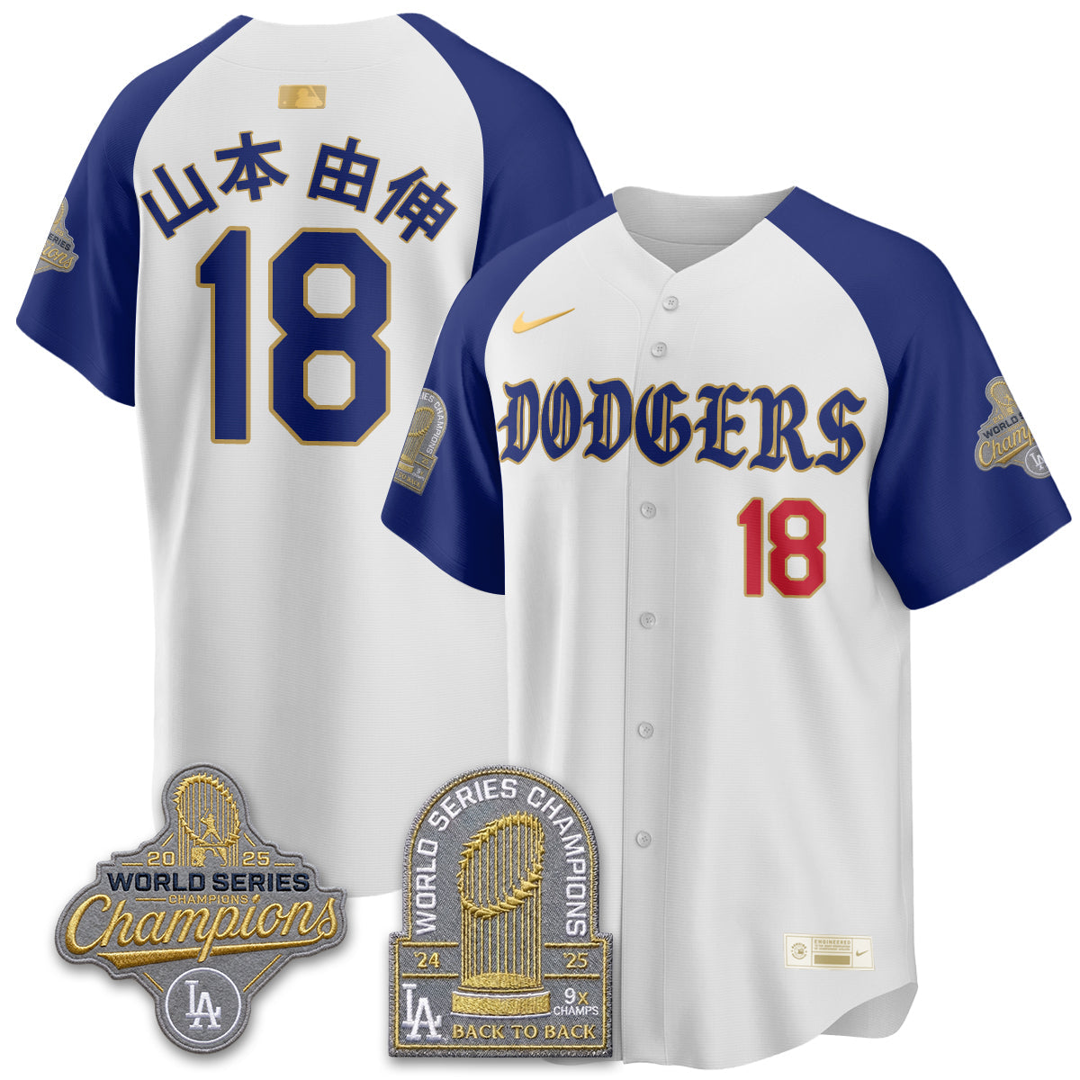 Los Angeles Dodgers Vapor Limited Jersey - Back to Back 9x Champs - All Stitched