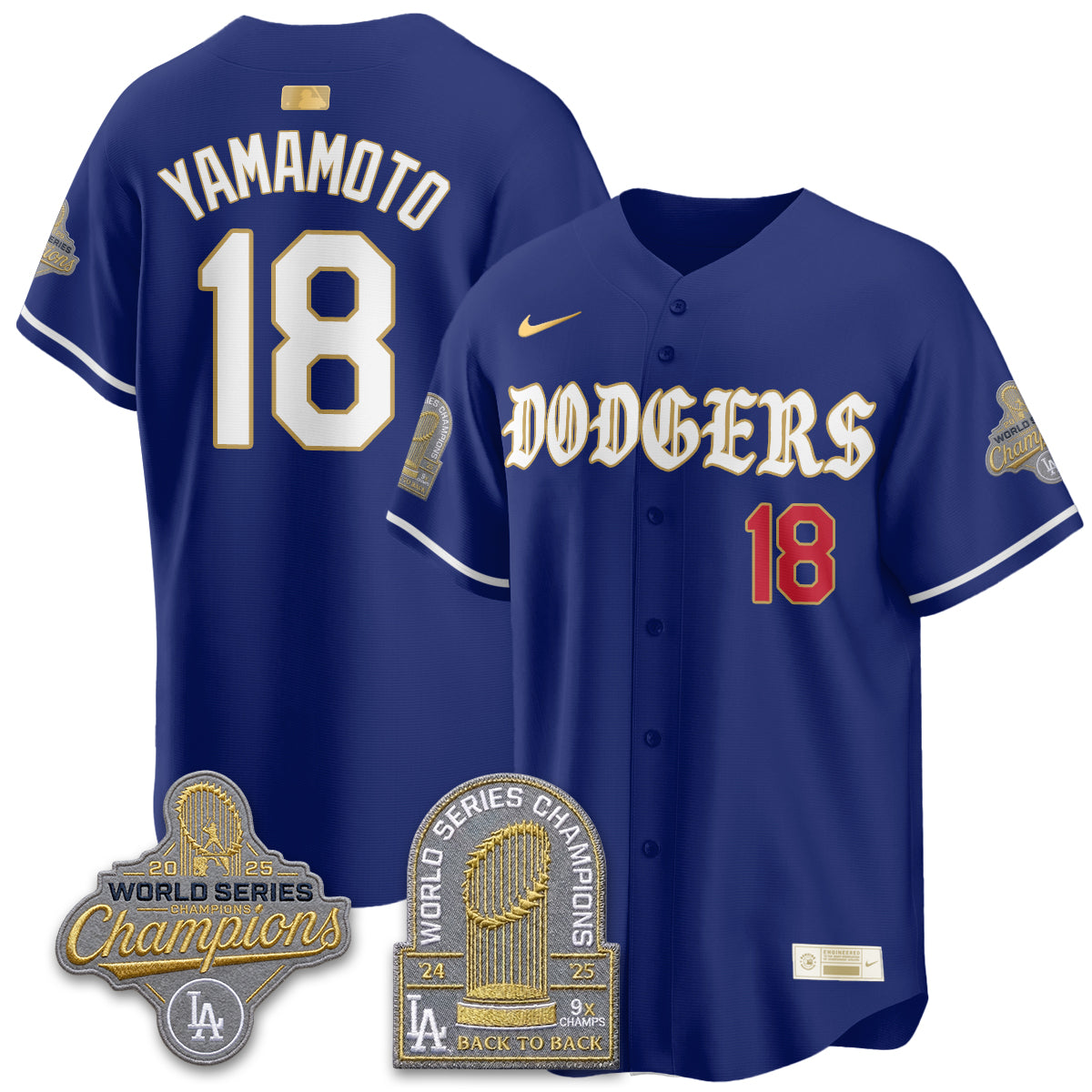 Los Angeles Dodgers Vapor Limited Jersey - Back to Back 9x Champs - All Stitched
