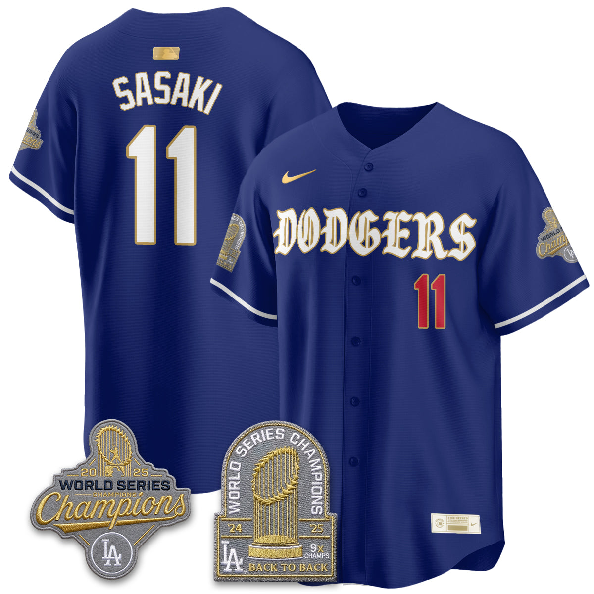 Los Angeles Dodgers Vapor Limited Jersey - Back to Back 9x Champs - All Stitched