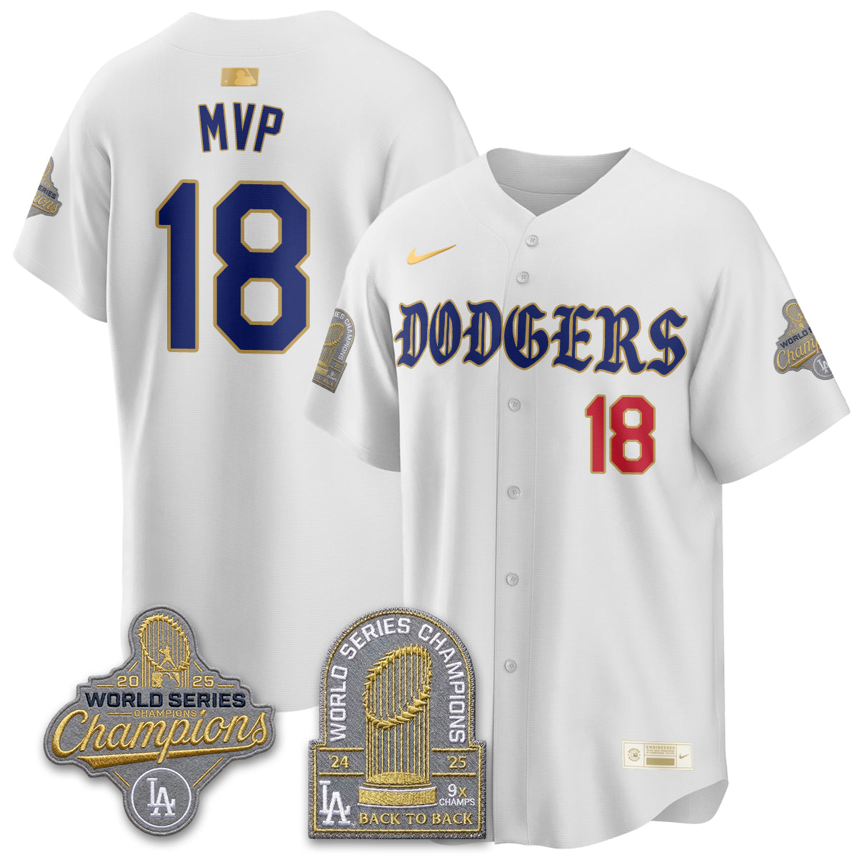 Los Angeles Dodgers Vapor Limited Jersey - Back to Back 9x Champs - All Stitched