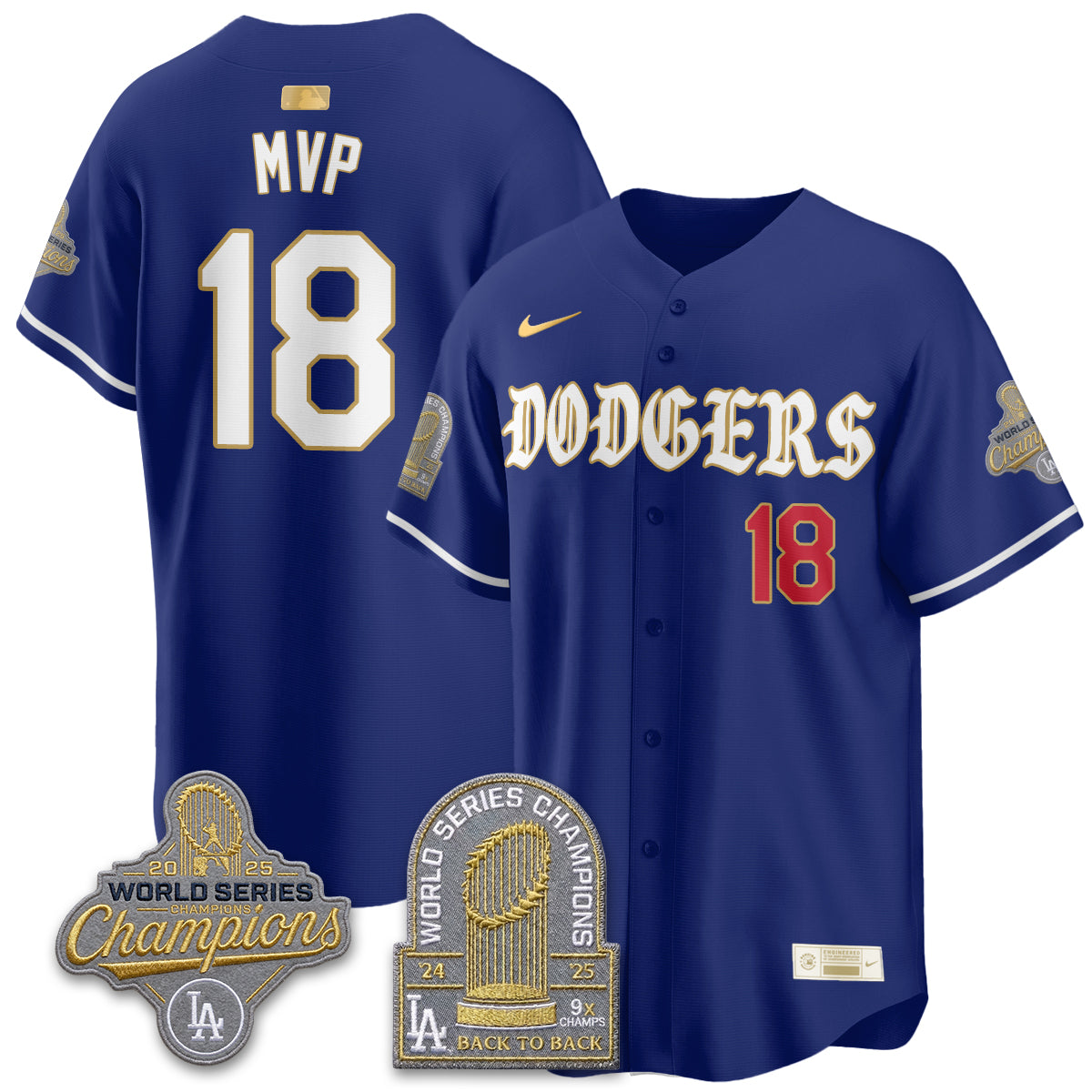 Los Angeles Dodgers Vapor Limited Jersey - Back to Back 9x Champs - All Stitched