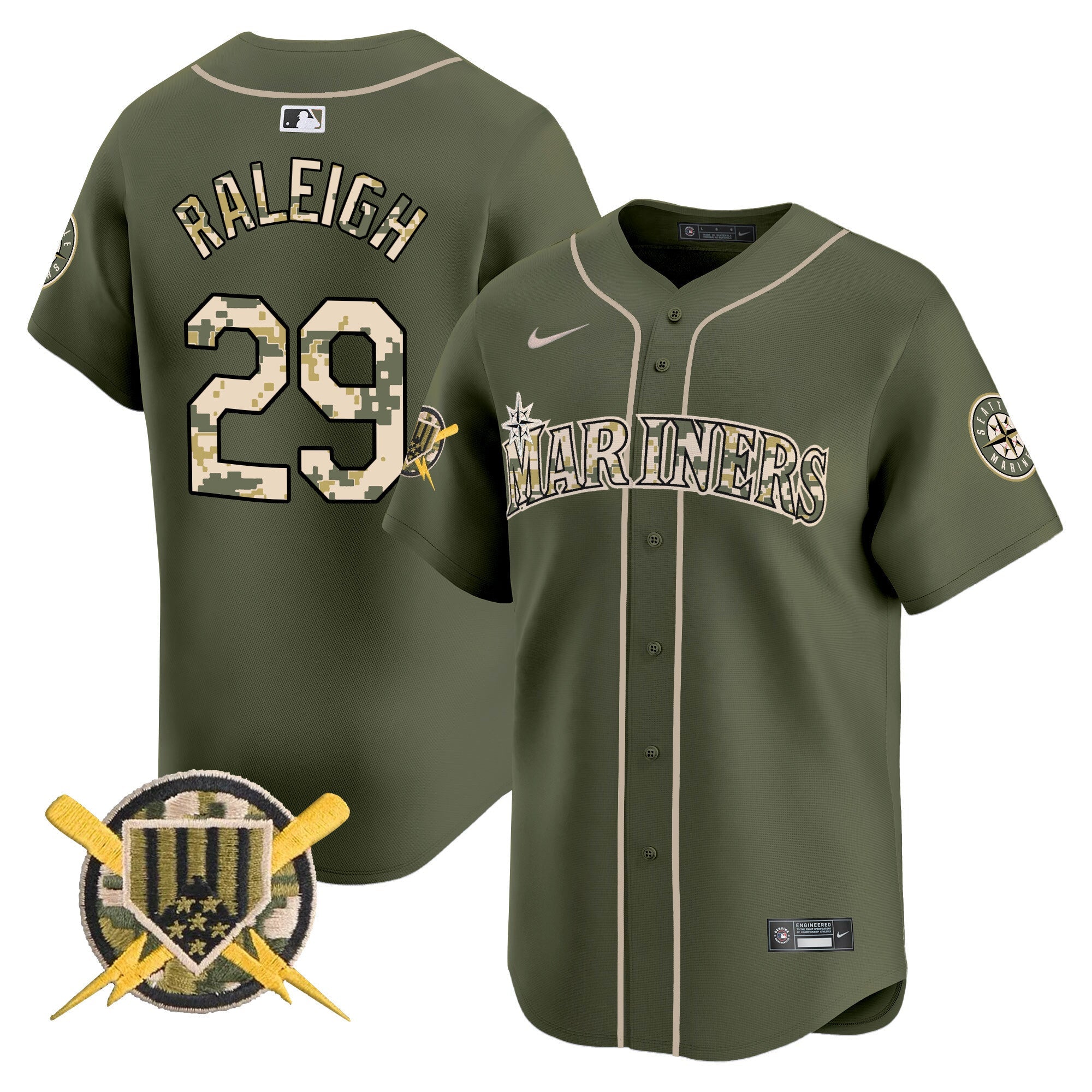 Seattle Mariners Armed Forces Day Vapor Premier Limited Jersey - All Stitched