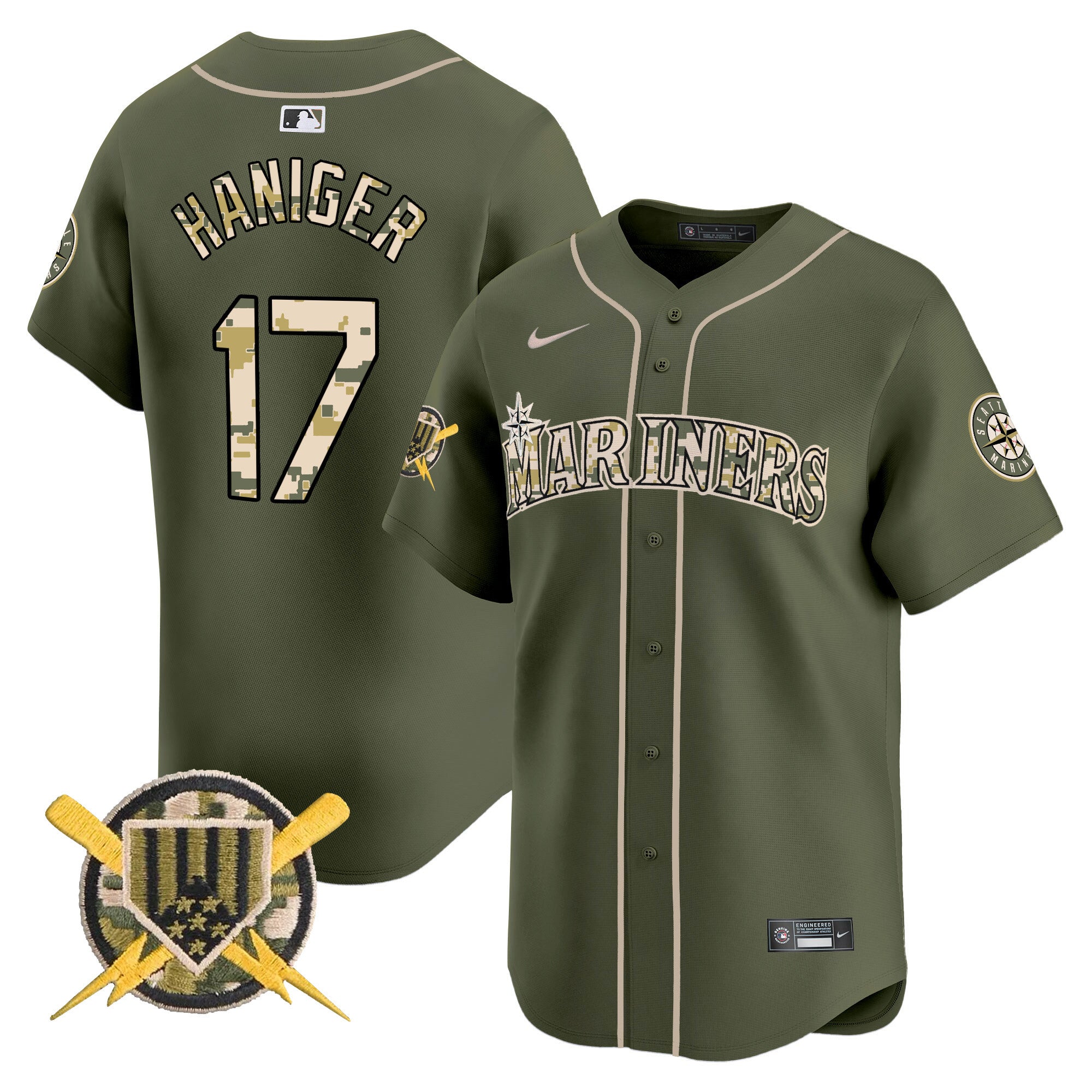Seattle Mariners Armed Forces Day Vapor Premier Limited Jersey - All Stitched