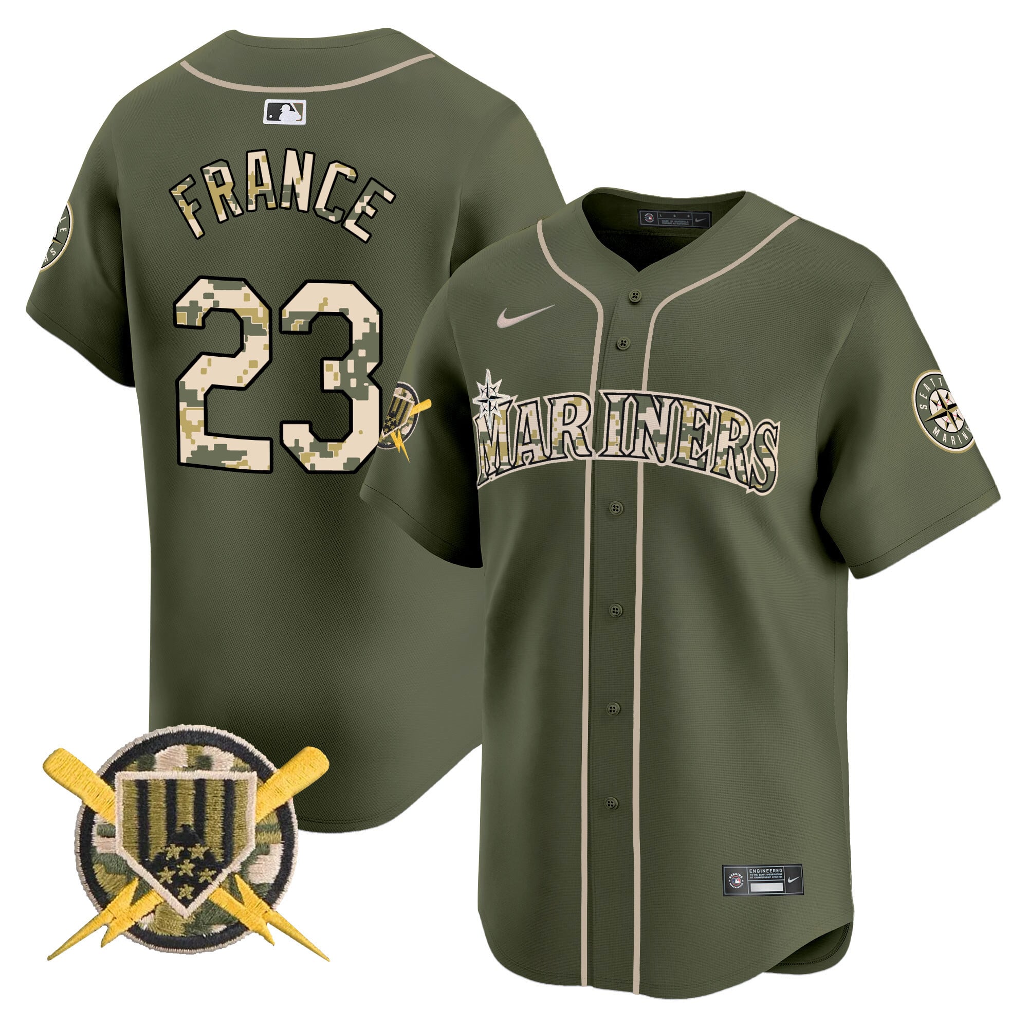 Seattle Mariners Armed Forces Day Vapor Premier Limited Jersey - All Stitched