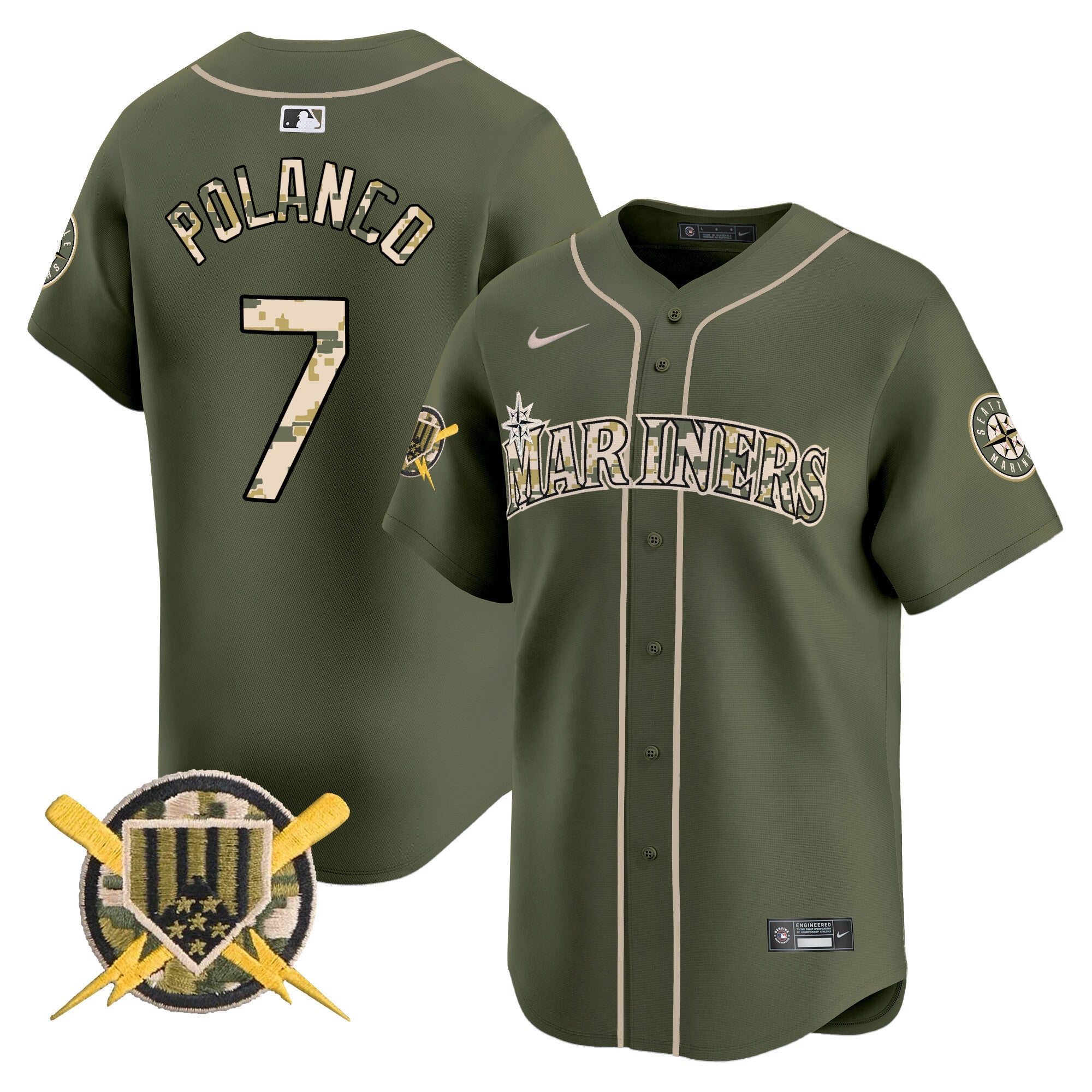 Seattle Mariners Armed Forces Day Vapor Premier Limited Jersey - All Stitched