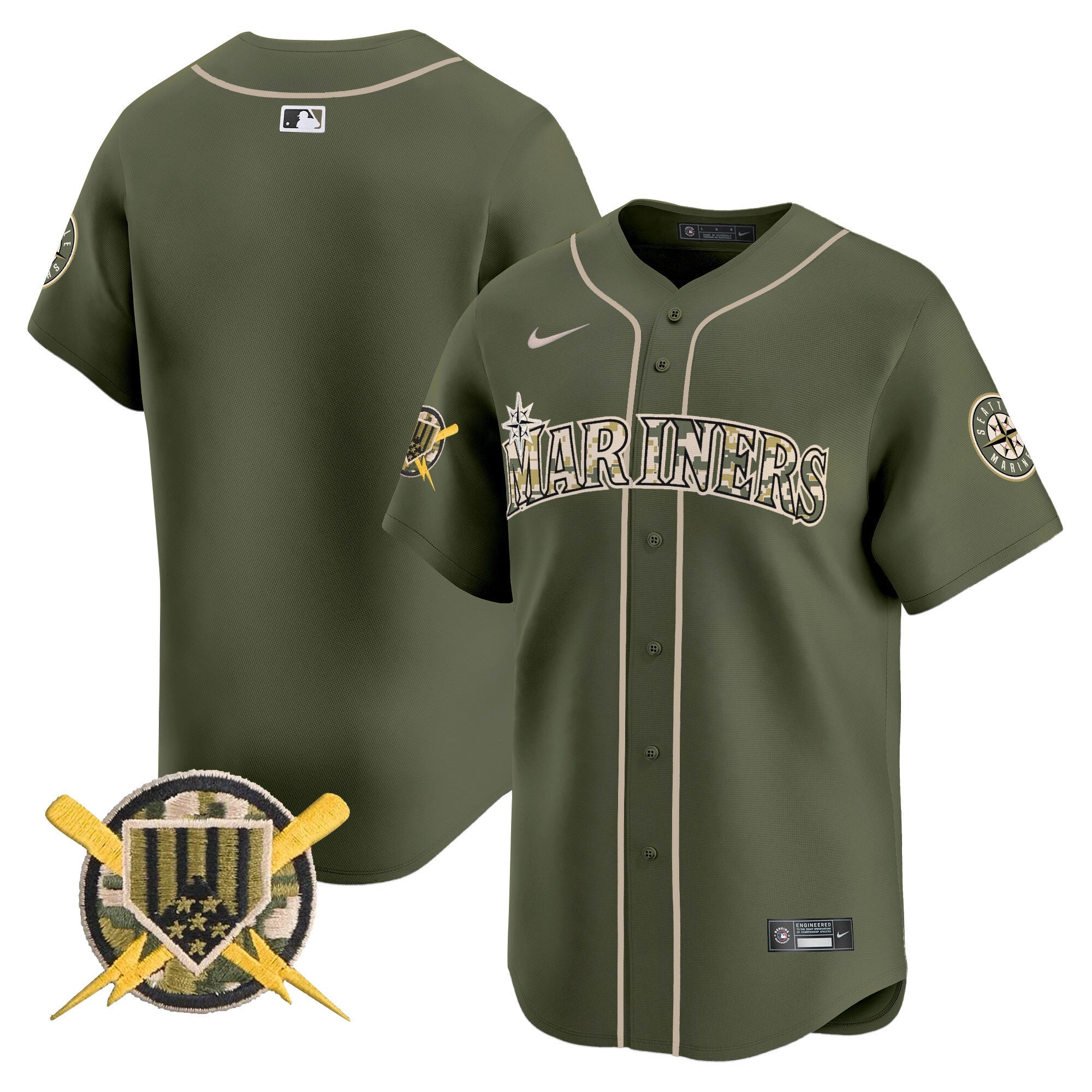 Seattle Mariners Armed Forces Day Vapor Premier Limited Jersey - All Stitched