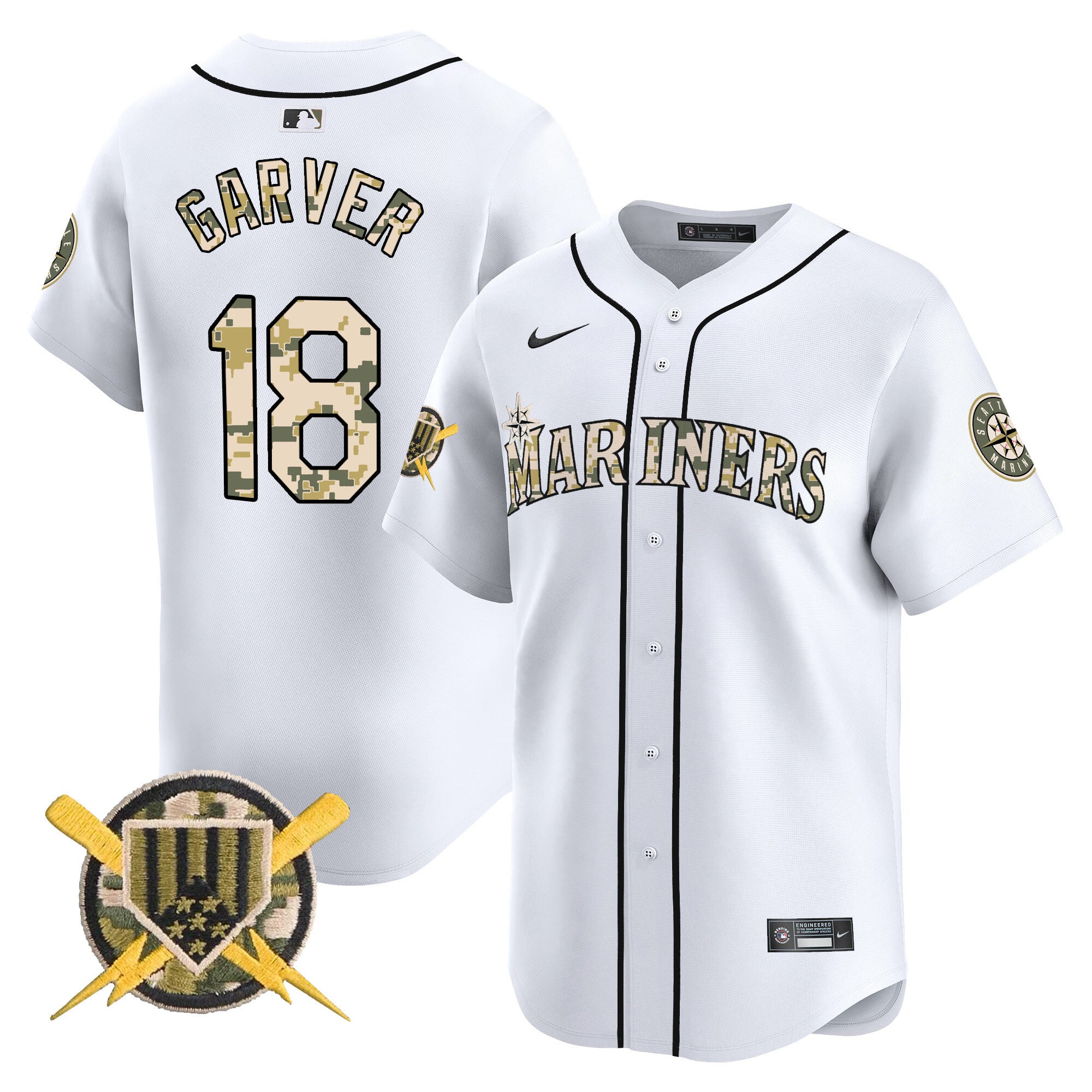 Seattle Mariners Armed Forces Day Vapor Premier Limited Jersey - All Stitched