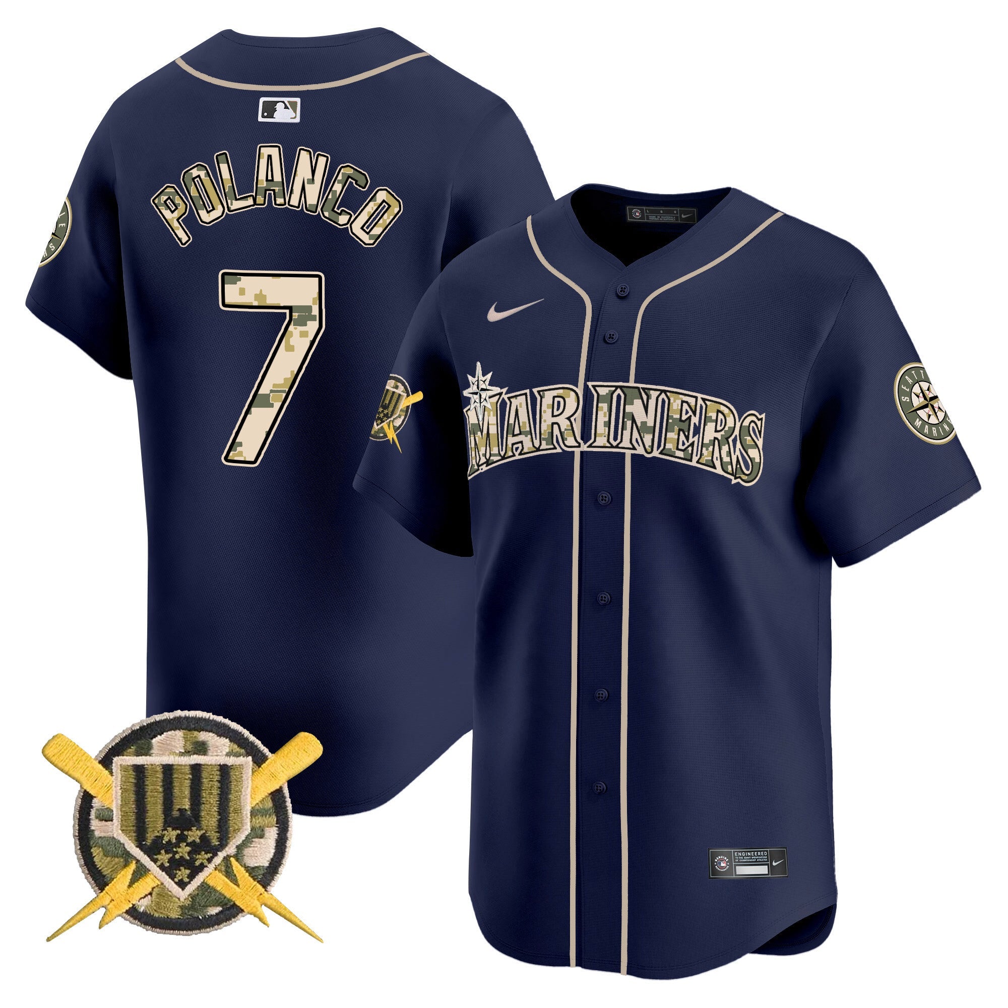 Seattle Mariners Armed Forces Day Vapor Premier Limited Jersey - All Stitched