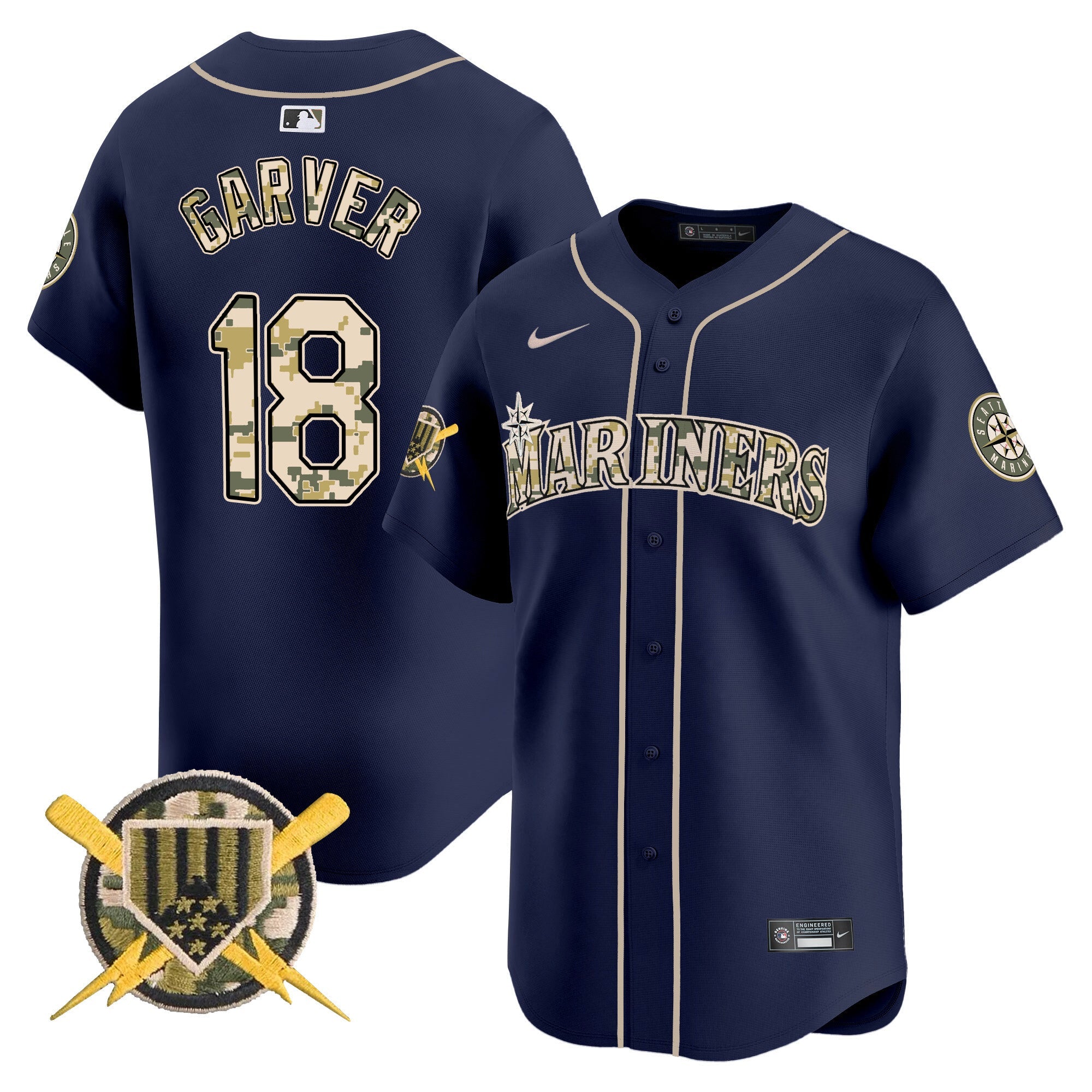 Seattle Mariners Armed Forces Day Vapor Premier Limited Jersey - All Stitched