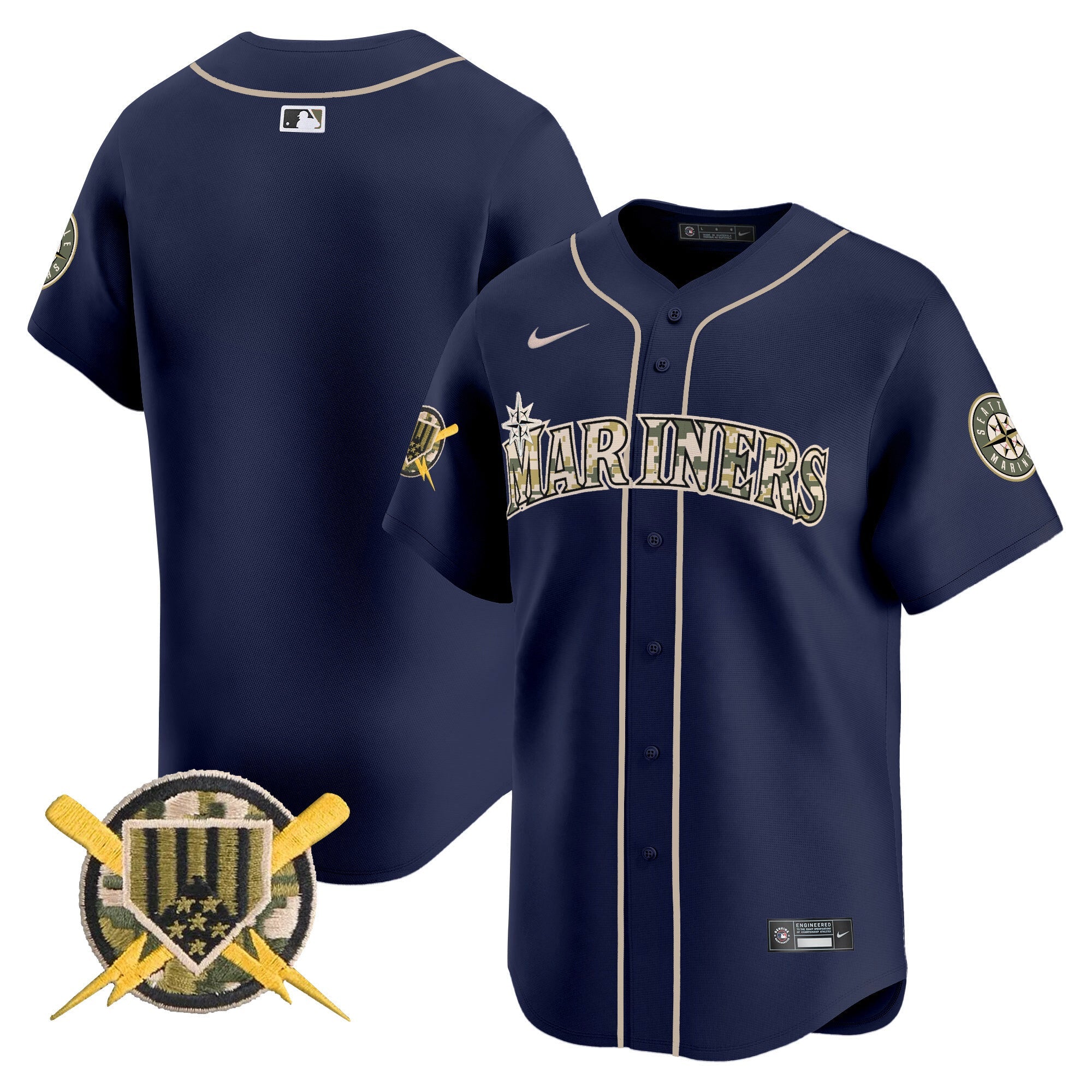 Seattle Mariners Armed Forces Day Vapor Premier Limited Jersey - All Stitched