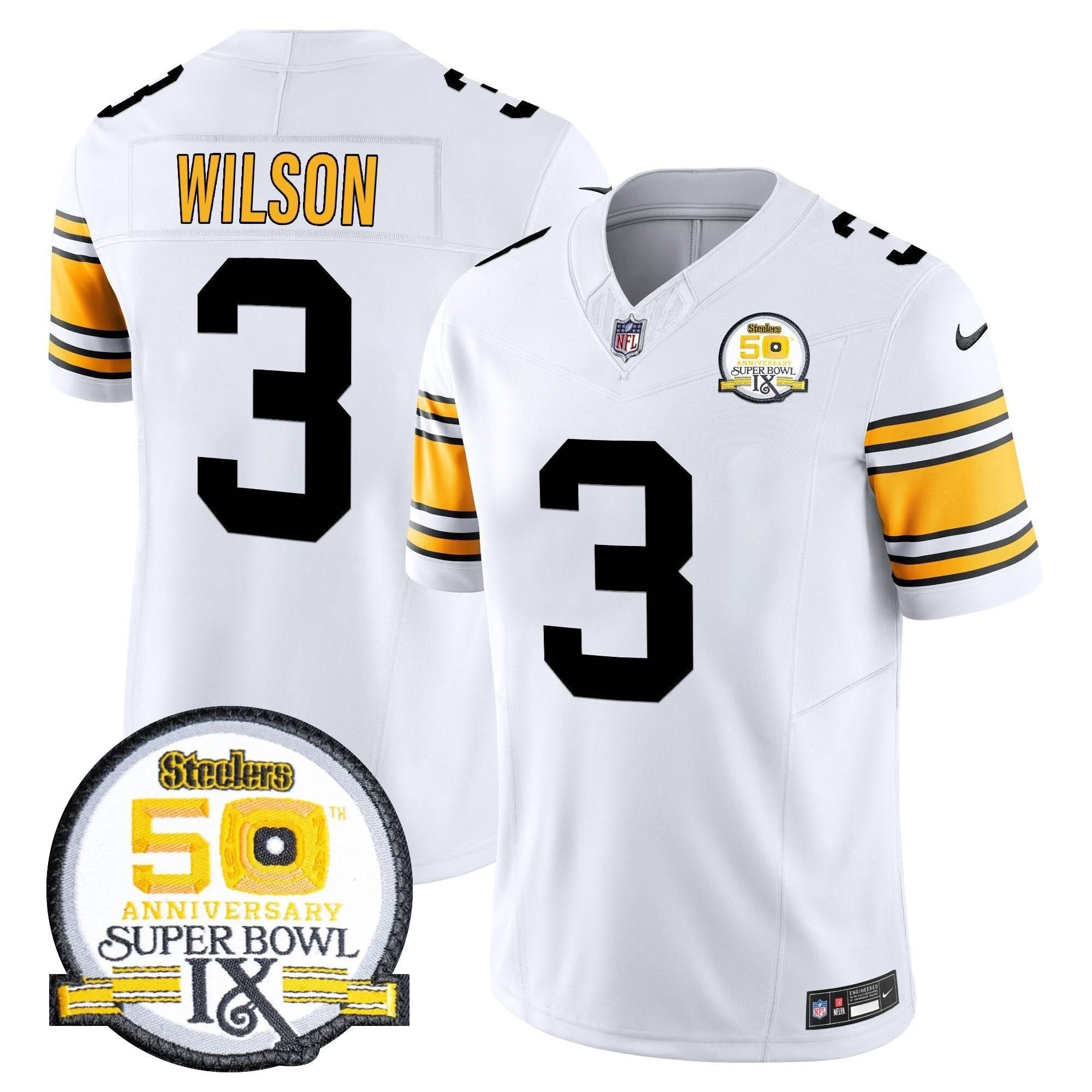 Steelers 50th Anniversary Of Super Bowl IX Patch Vapor Limited Jersey - All Stitched