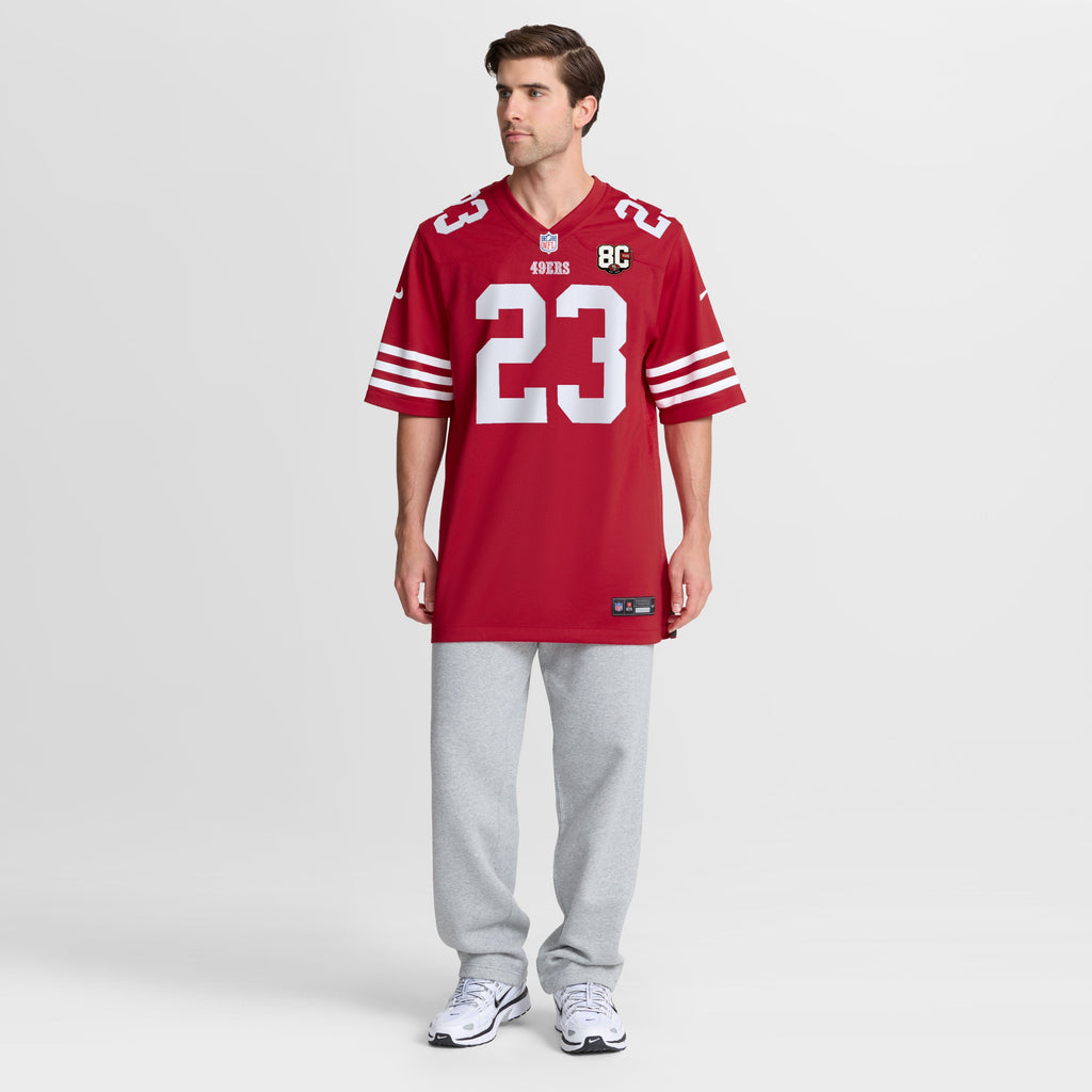 Men's San Francisco 49Ers Christian Mccaffrey Nike Scarlet 80Th Anniversary Game Jersey