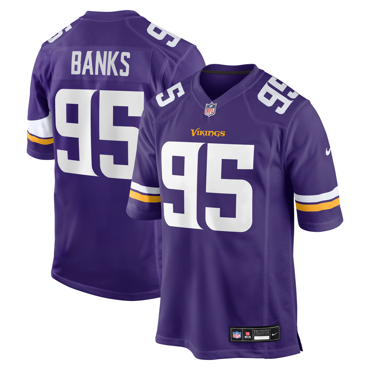 Men's Minnesota Vikings Caleb Banks Nike Purple 2026 Nfl Draft First Round Pick No 18 Team Game Jersey