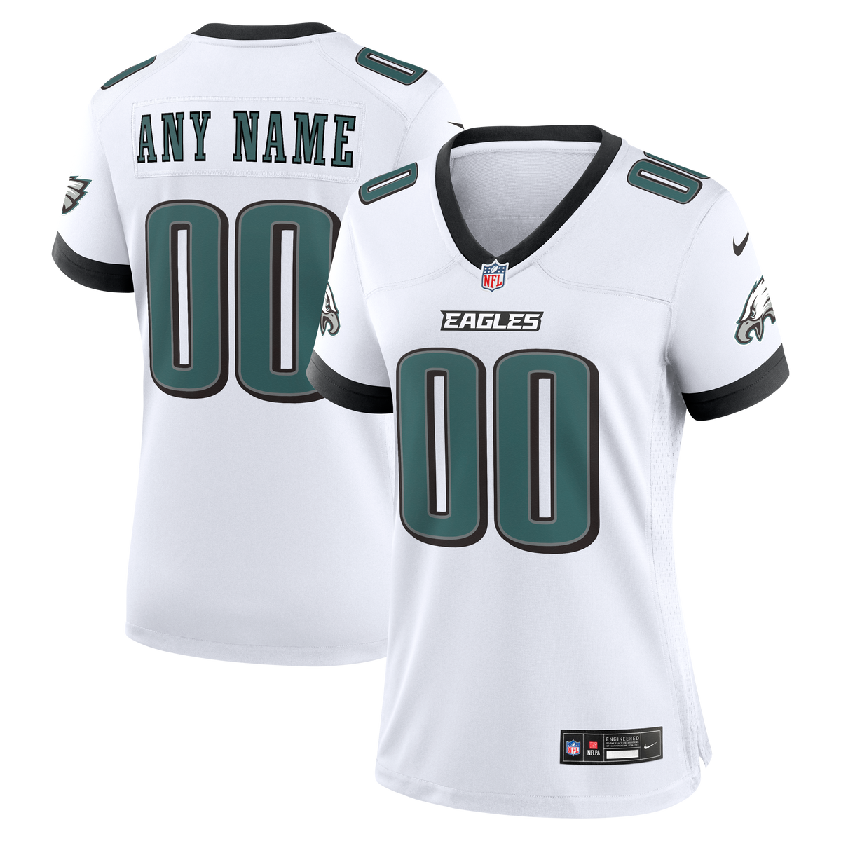 Women's Philadelphia Eagles Nike White Team Custom Game Jersey