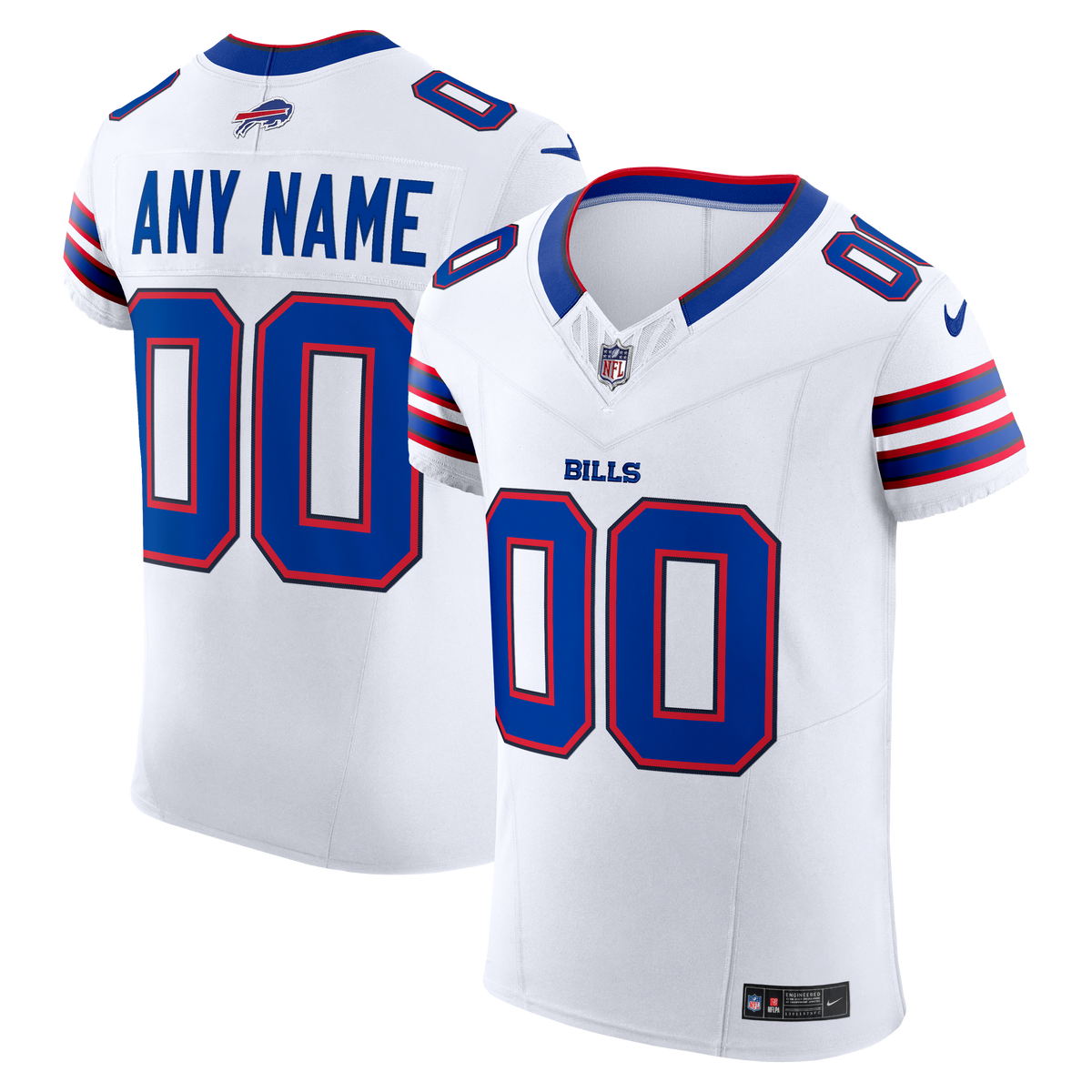 Men's Buffalo Bills Nike White Vapor Fuse Elite Custom Jersey