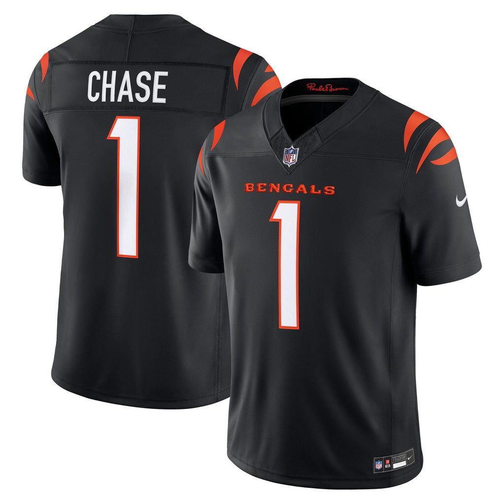 Men's Cincinnati Bengals Jamarr Chase Nike Black Team Vapor Fuse Stitched Limited Jersey