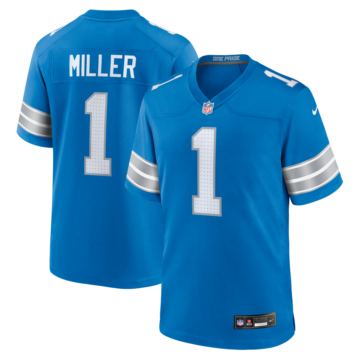 Men's Detroit Lions Blake Miller Nike Blue 2026 Nfl Draft First Round Pick No 17 Team Game Jersey