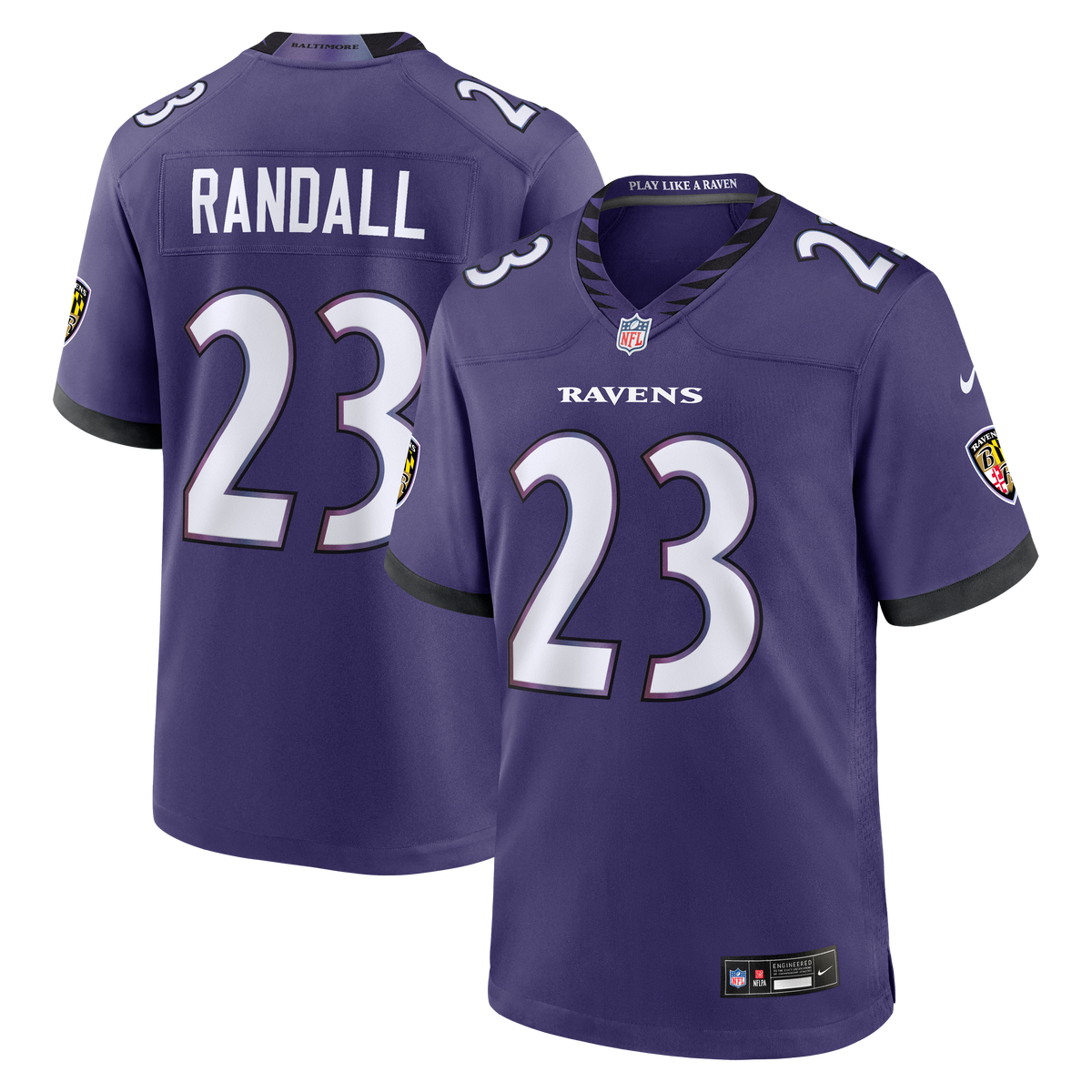 Men's Baltimore Ravens Adam Randall Nike Purple Team Game Jersey
