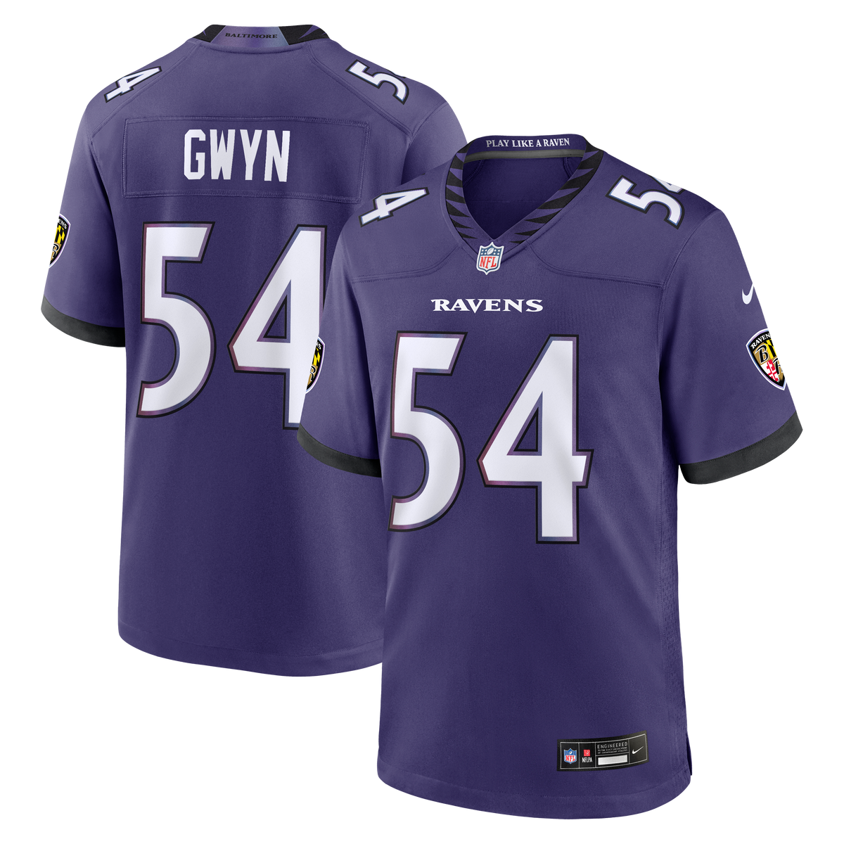 Men's Baltimore Ravens Jovaughn Gwyn Nike Purple Team Game Jersey