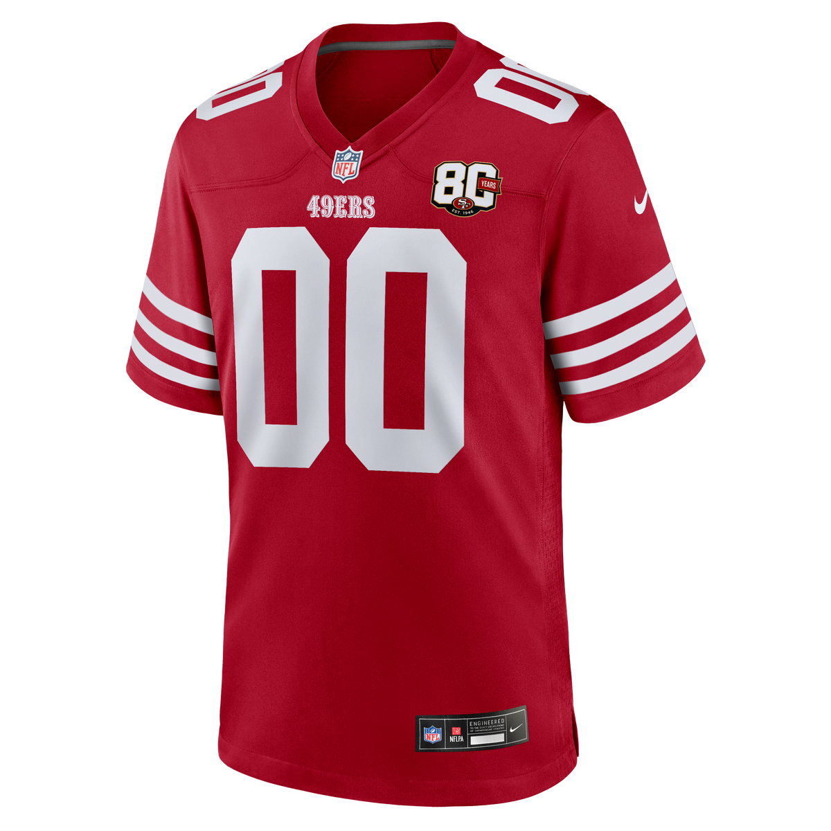 Men's San Francisco 49Ers Nike Scarlet 80Th Anniversary Custom Game Jersey