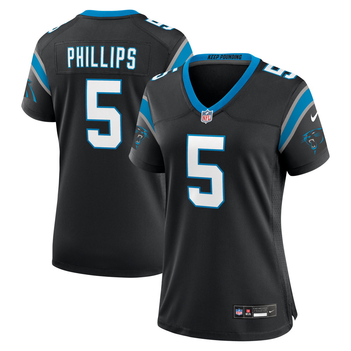 Women's Carolina Panthers Jaelan Phillips Nike Black Team Game Jersey