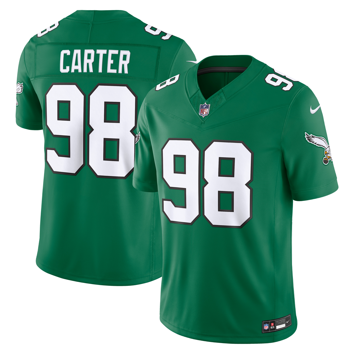 Men's Philadelphia Eagles Jalen Carter Nike Kelly Green Alternate Vapor Fuse Stitched Limited Jersey
