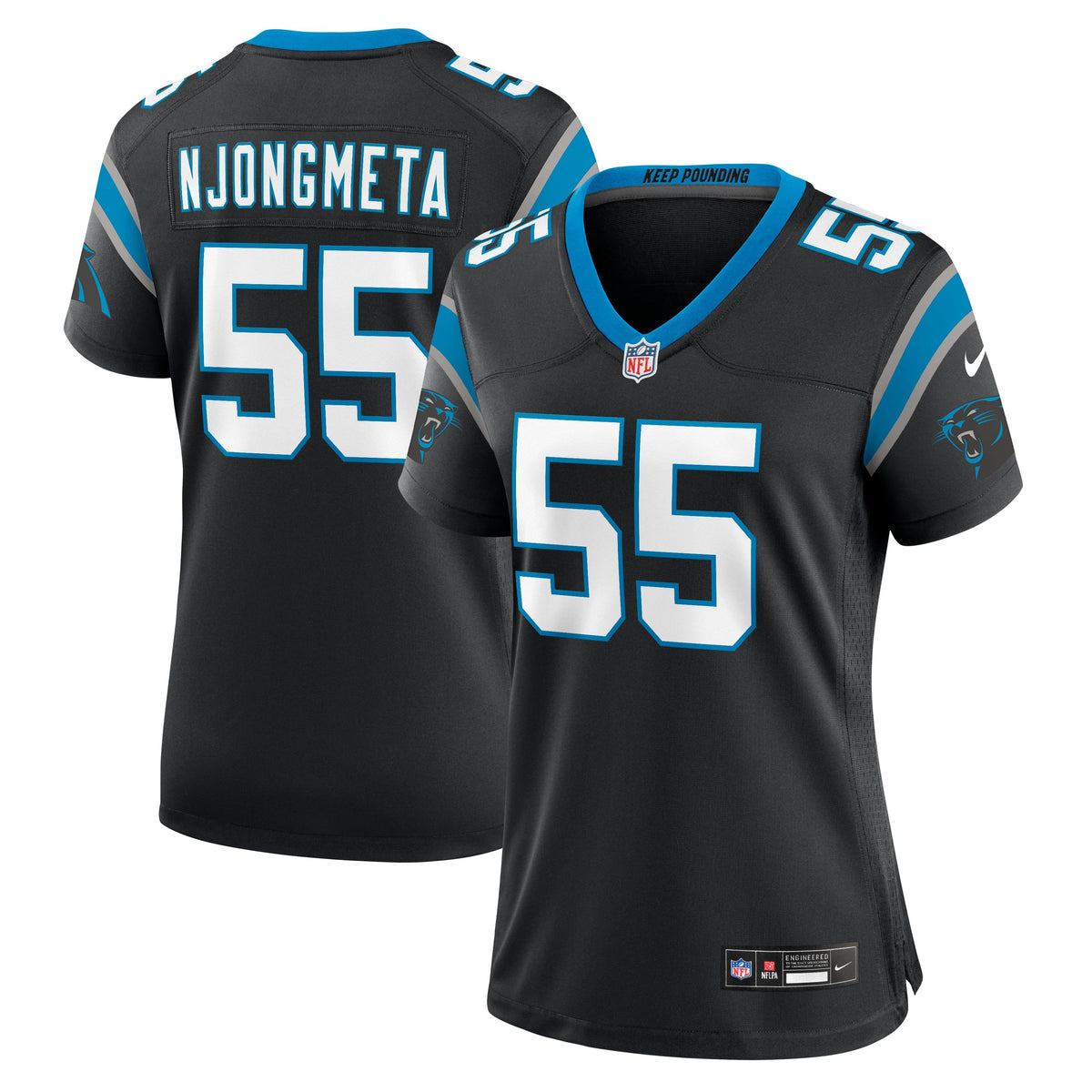 Women's Carolina Panthers Maema Njongmeta Nike Black Team Game Jersey