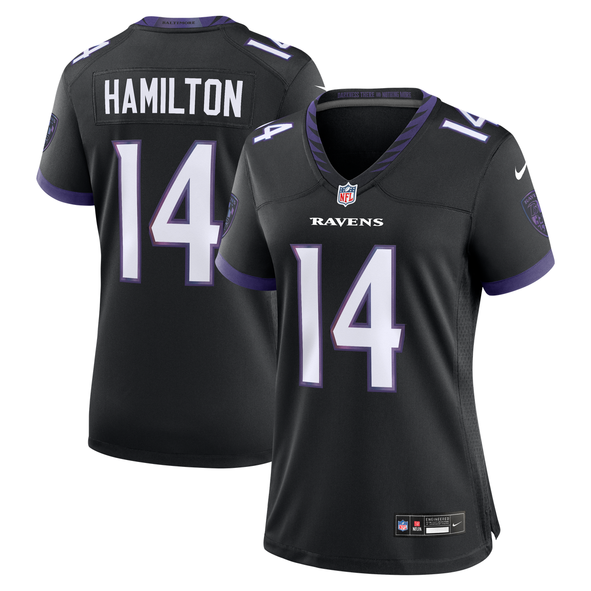 Women's Baltimore Ravens Kyle Hamilton Nike Black Alternate Game Jersey