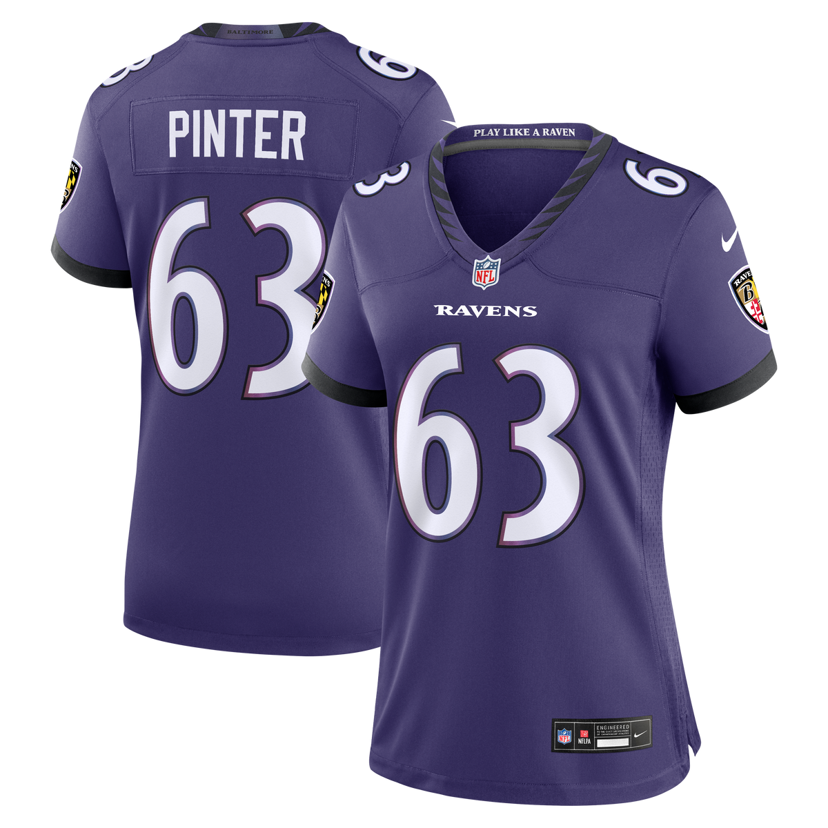 Women's Baltimore Ravens Danny Pinter Nike Purple Team Game Jersey